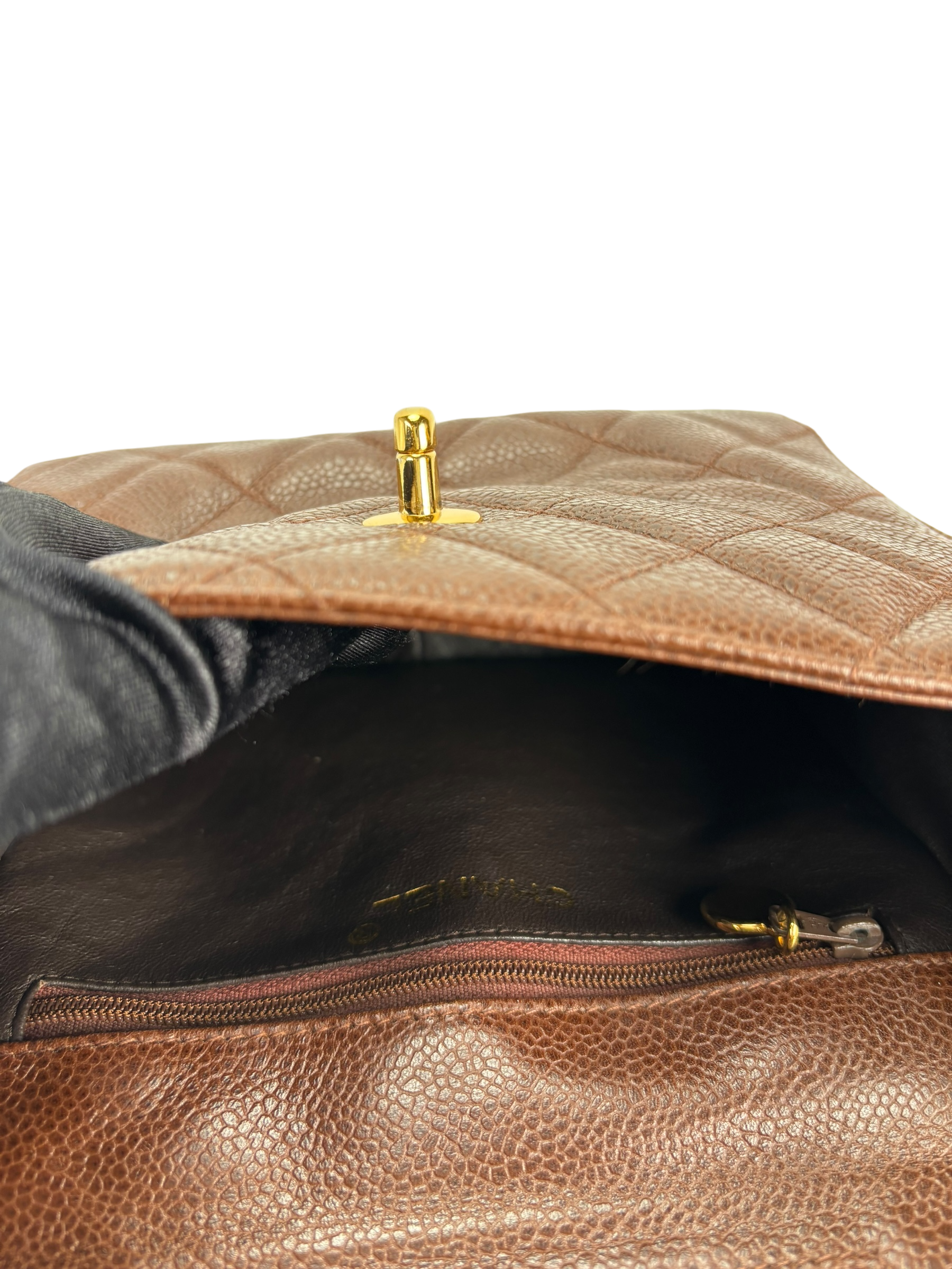 CHANEL - Brown Caviar Mini Crossbody Half Flap