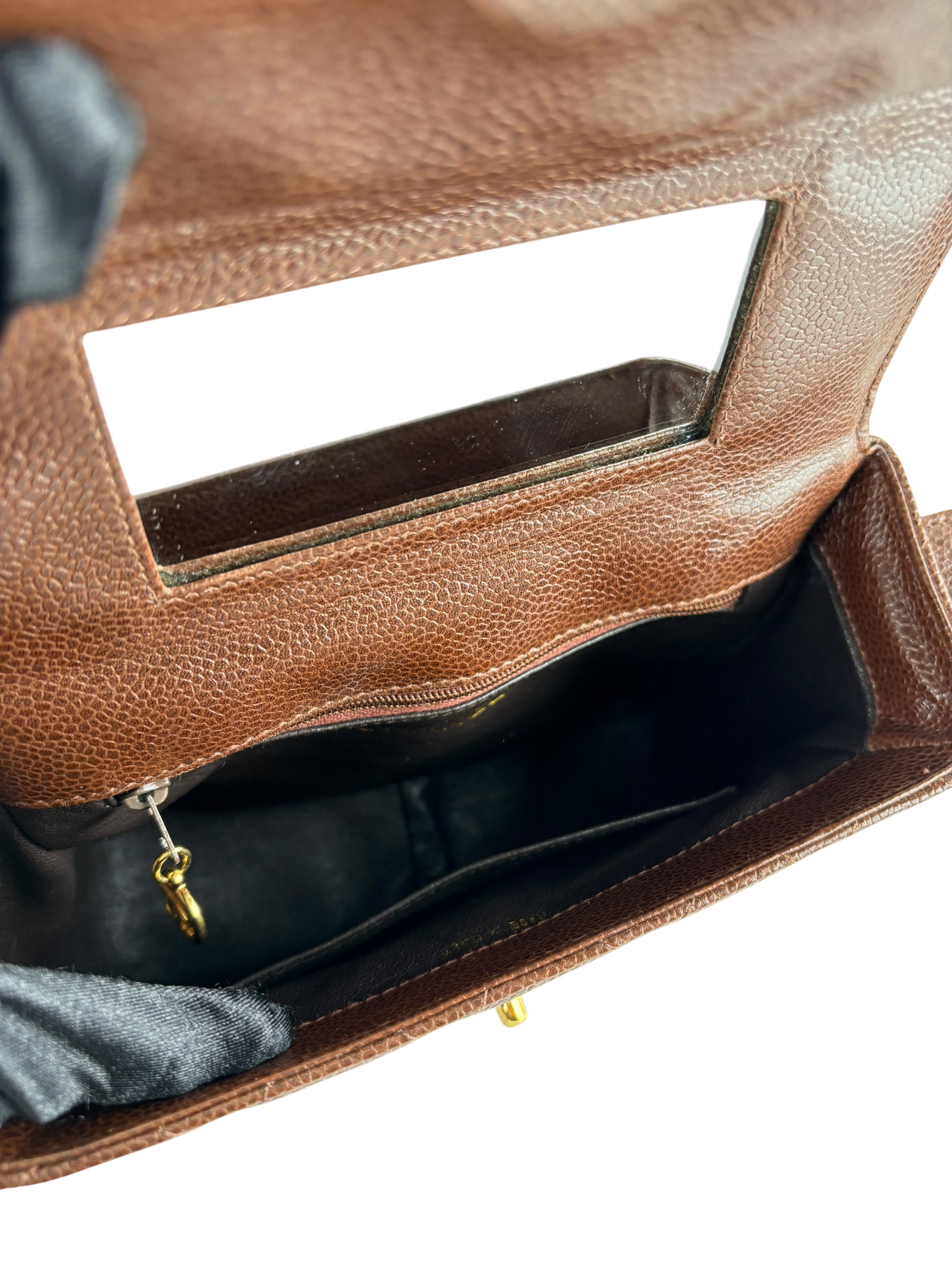 CHANEL - Brown Caviar Mini Crossbody Half Flap