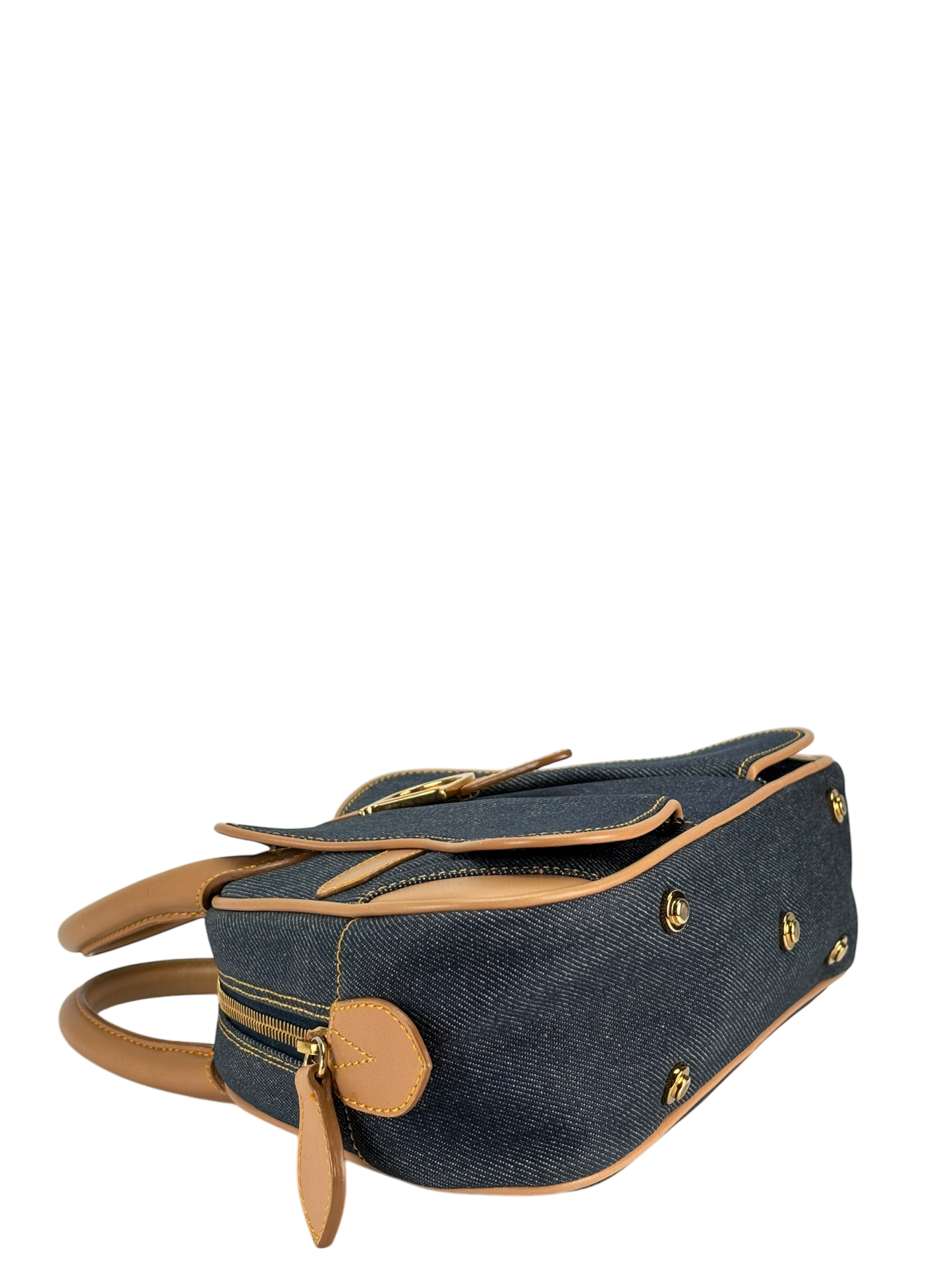 CHRISTIAN DIOR -  Blue Denim Double Saddle Dome Bag
