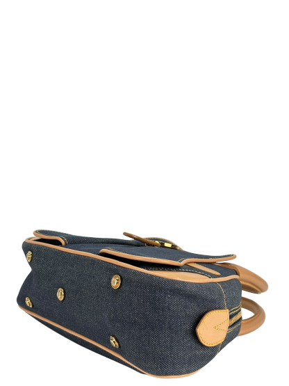 CHRISTIAN DIOR -  Blue Denim Double Saddle Dome Bag