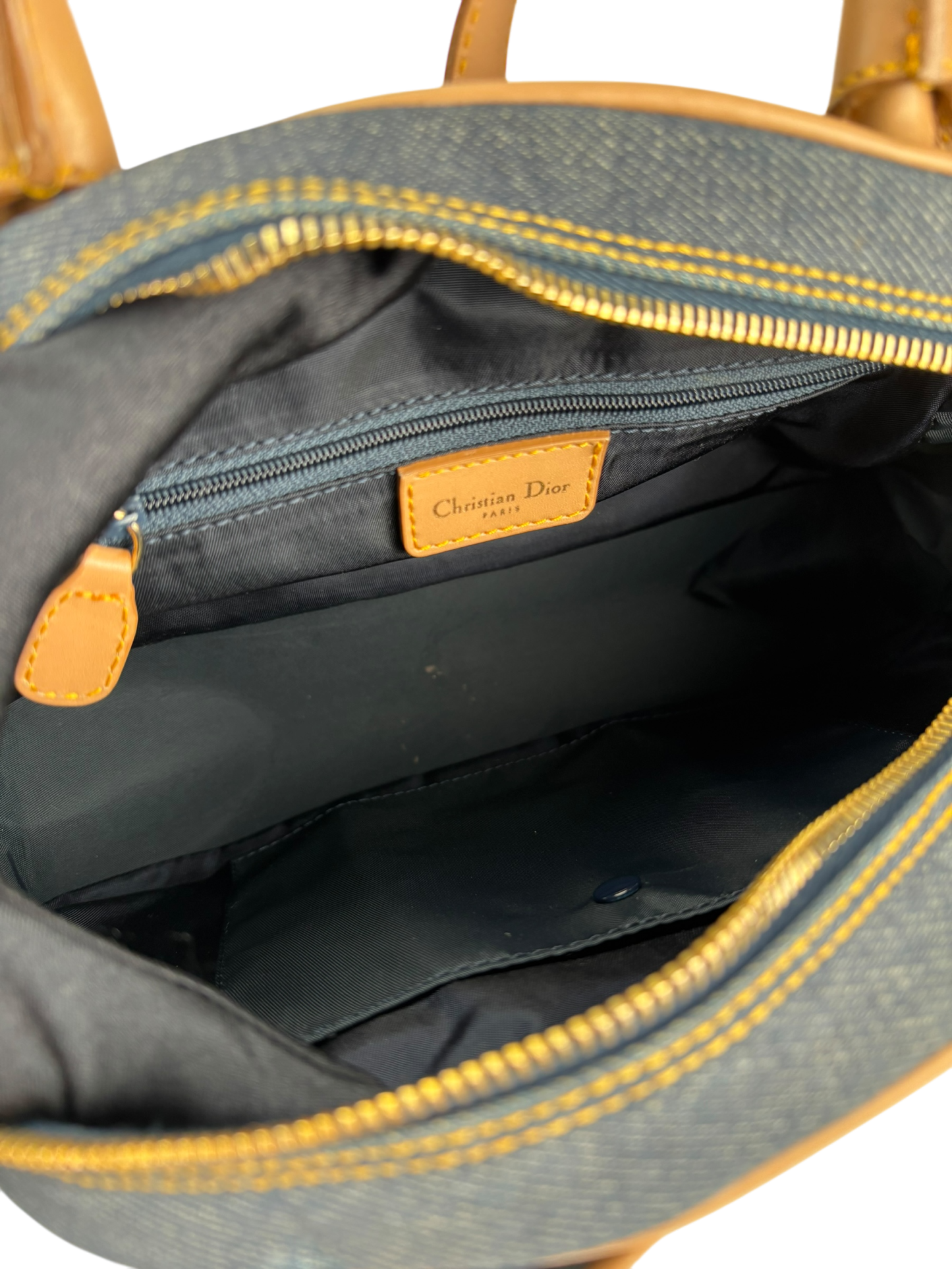 CHRISTIAN DIOR -  Blue Denim Double Saddle Dome Bag