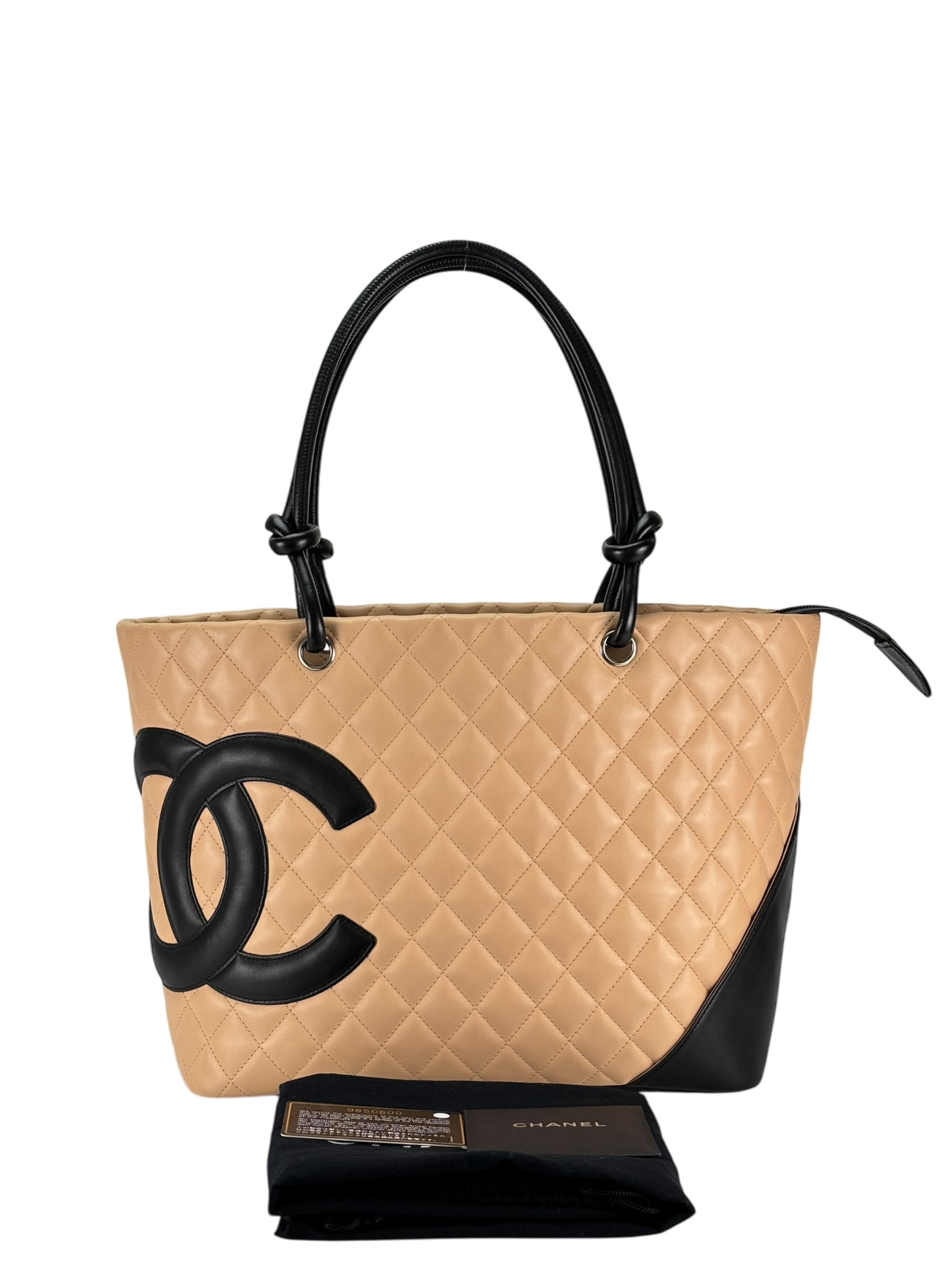 CHANEL - Beige Lambskin Cambon Tote Leather Medium Bag