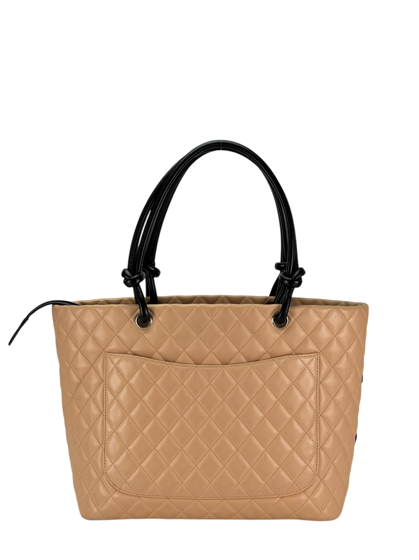 CHANEL - Beige Lambskin Cambon Tote Leather Medium Bag