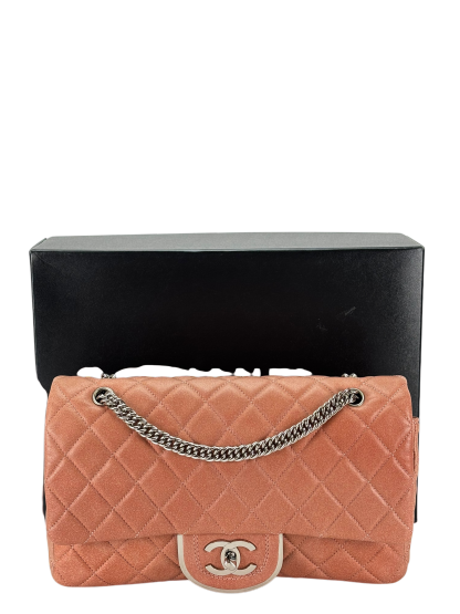 CHANEL - Pink  Lambskin CC Double Chain Flap Bag