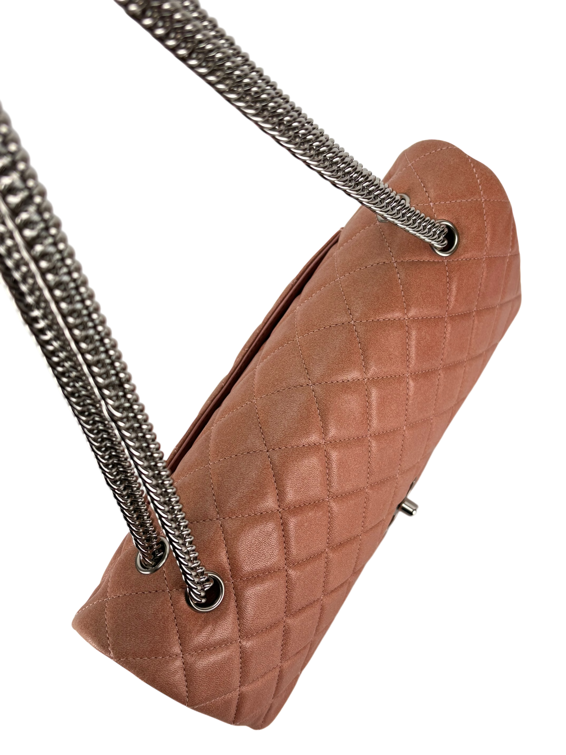 CHANEL - Pink  Lambskin CC Double Chain Flap Bag