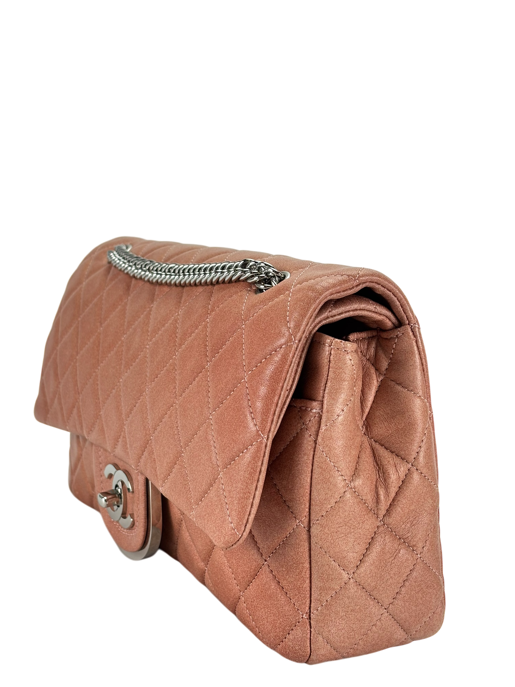 CHANEL - Pink  Lambskin CC Double Chain Flap Bag