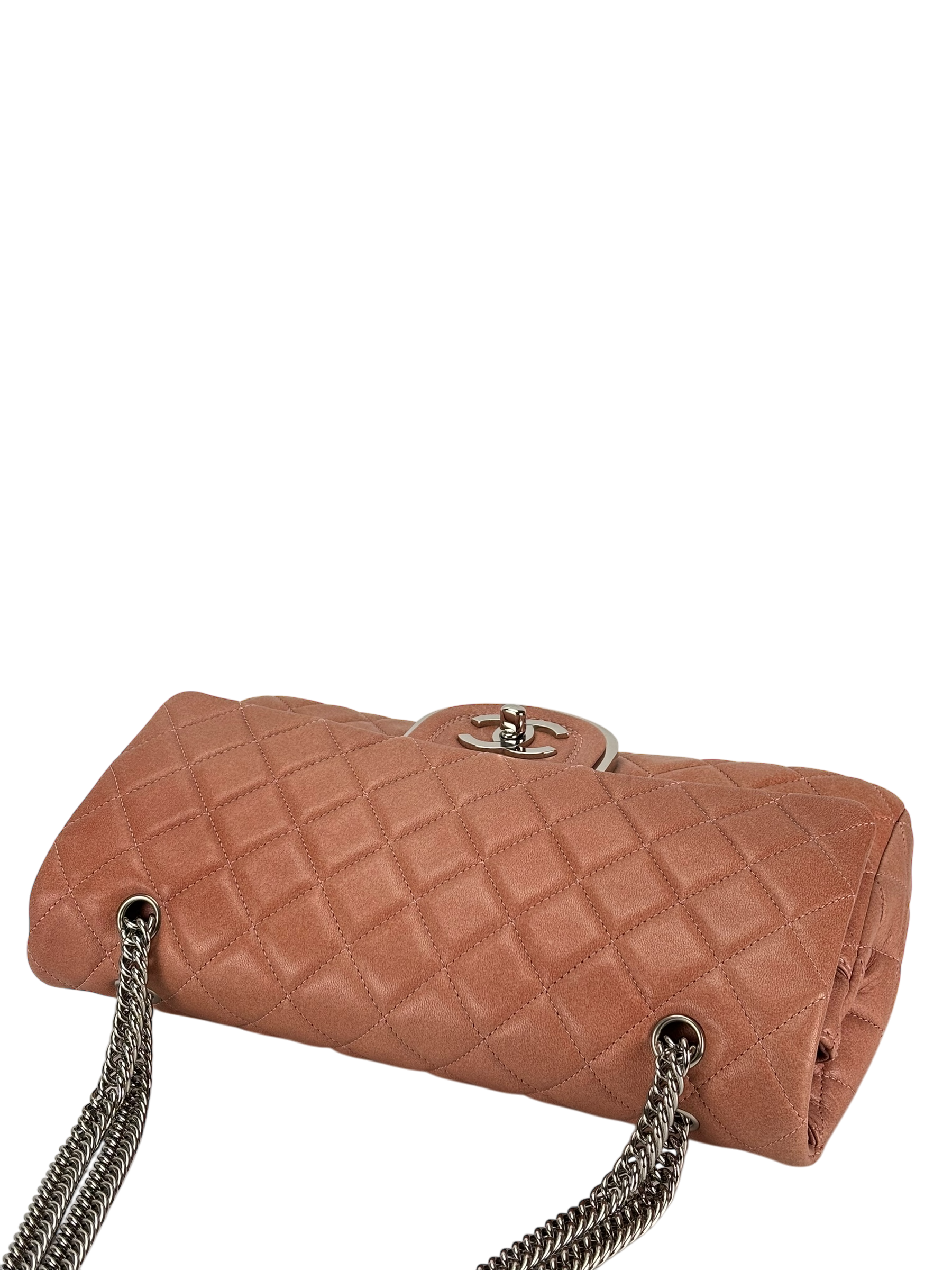 CHANEL - Pink  Lambskin CC Double Chain Flap Bag