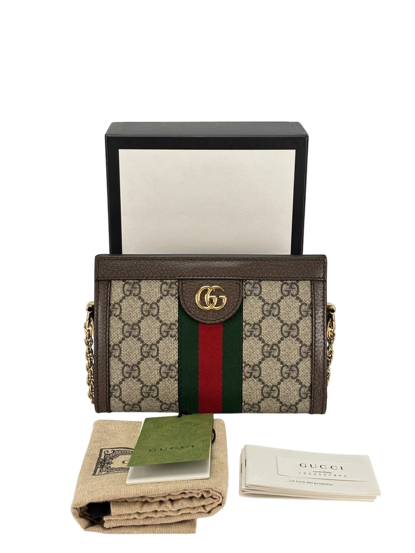 GUCCI - Monogram Canvas Leather GG Mini Shoulder Bag
