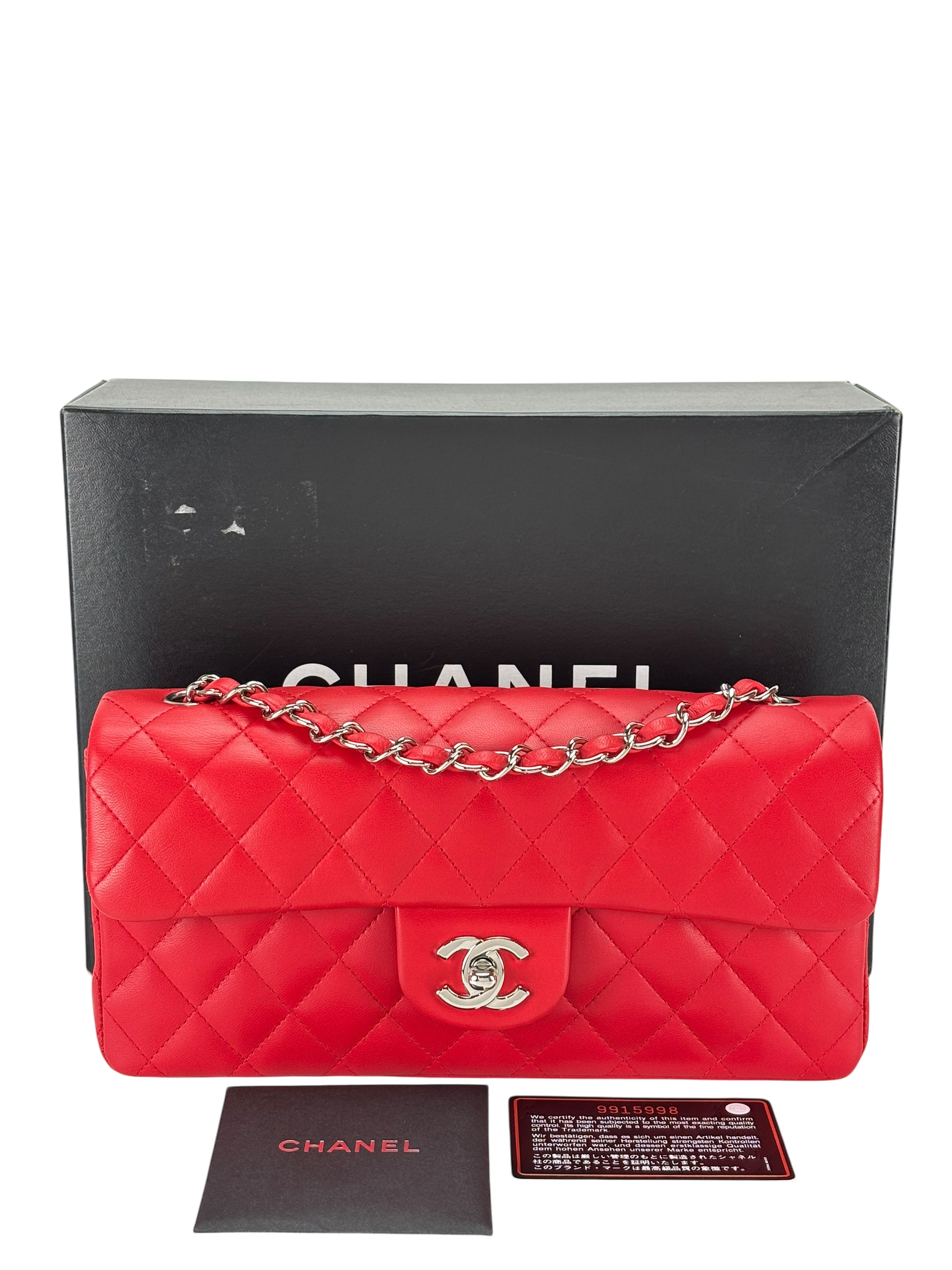 CHANEL - Red Lambskin East West Shoulder Bag