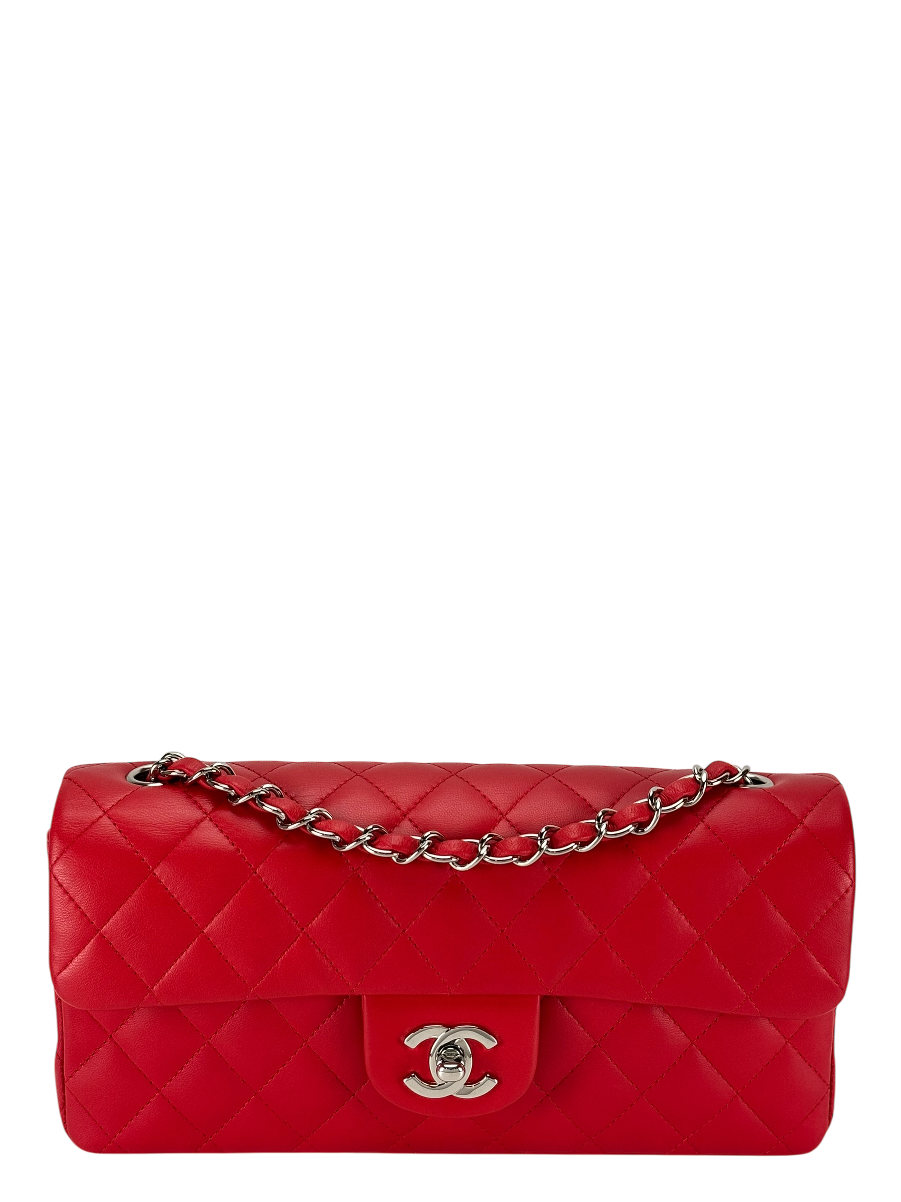 CHANEL - Red Lambskin East West Shoulder Bag