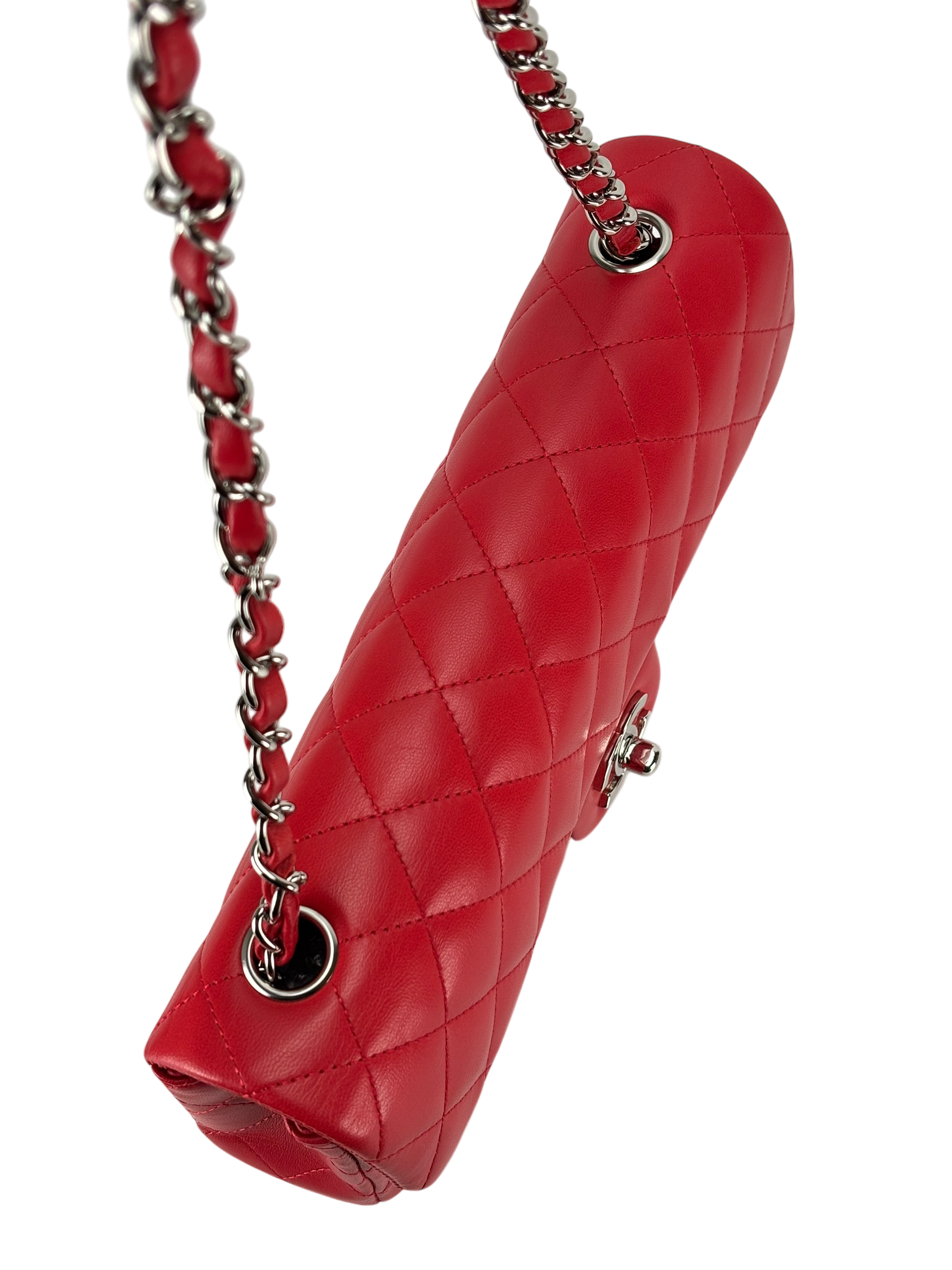 CHANEL - Red Lambskin East West Shoulder Bag