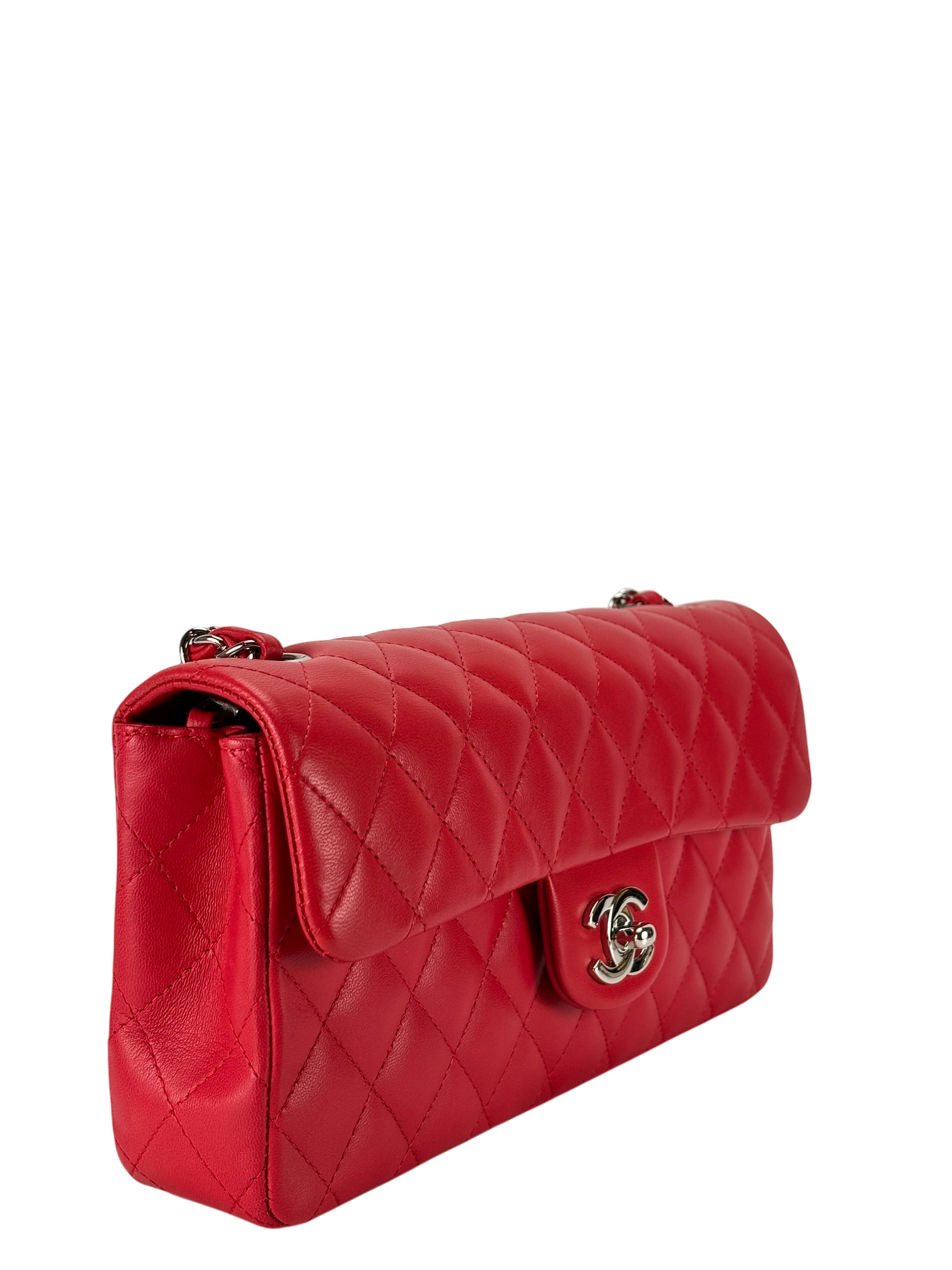 CHANEL - Red Lambskin East West Shoulder Bag
