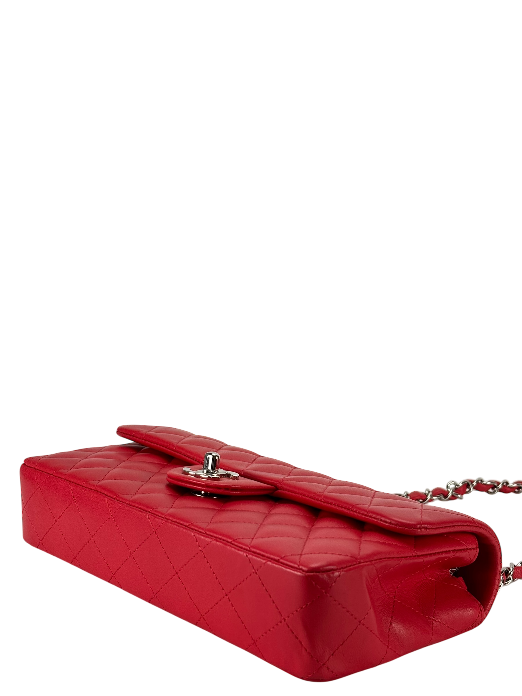 CHANEL - Red Lambskin East West Shoulder Bag