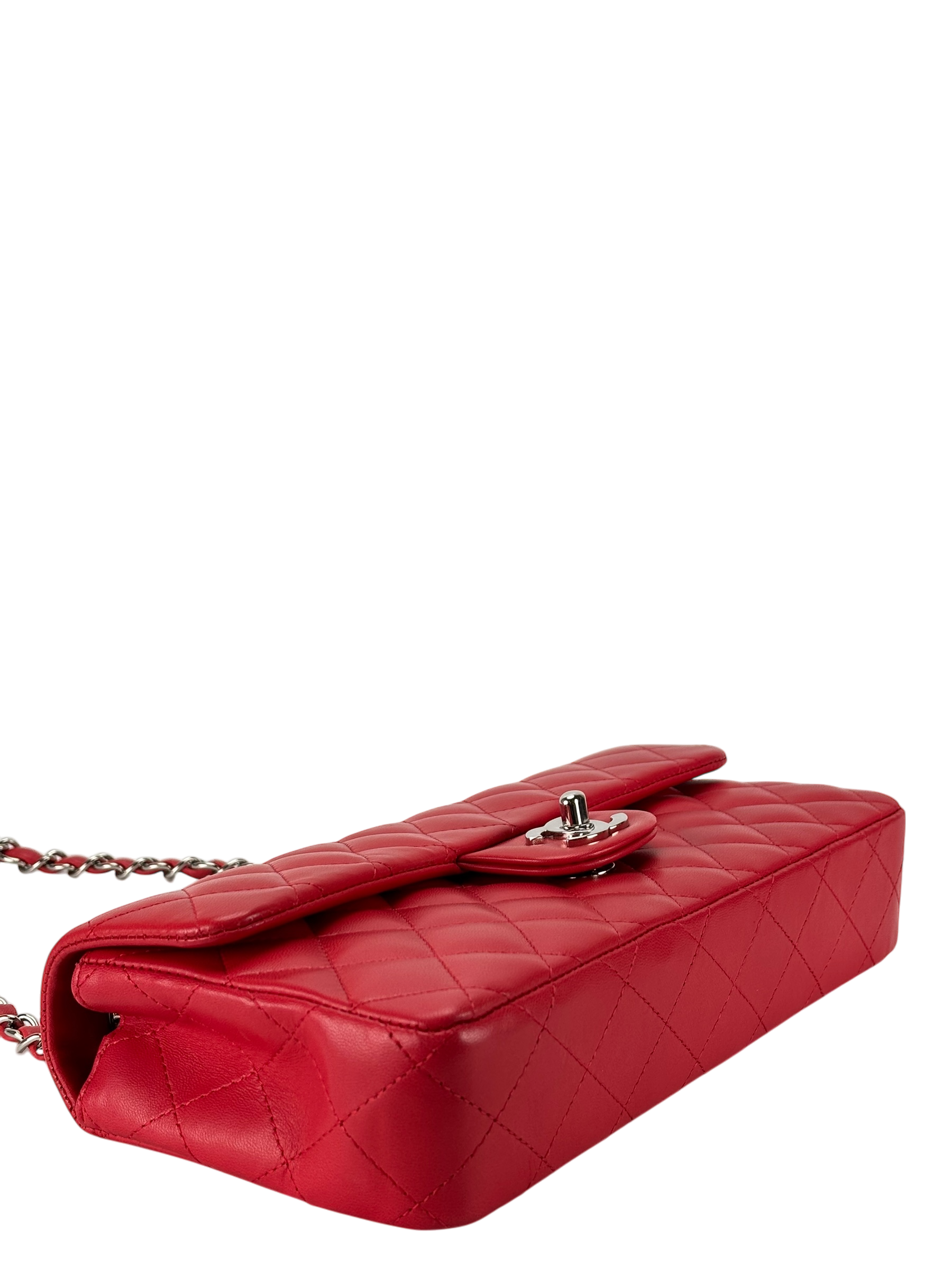CHANEL - Red Lambskin East West Shoulder Bag