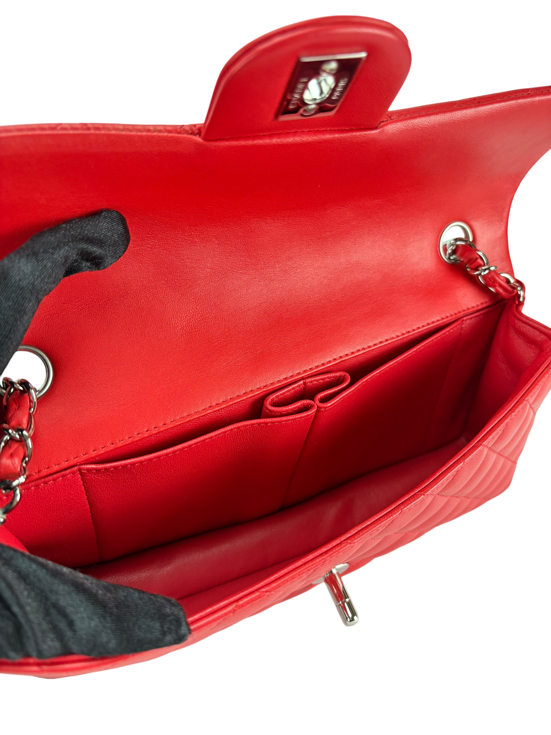 CHANEL - Red Lambskin East West Shoulder Bag