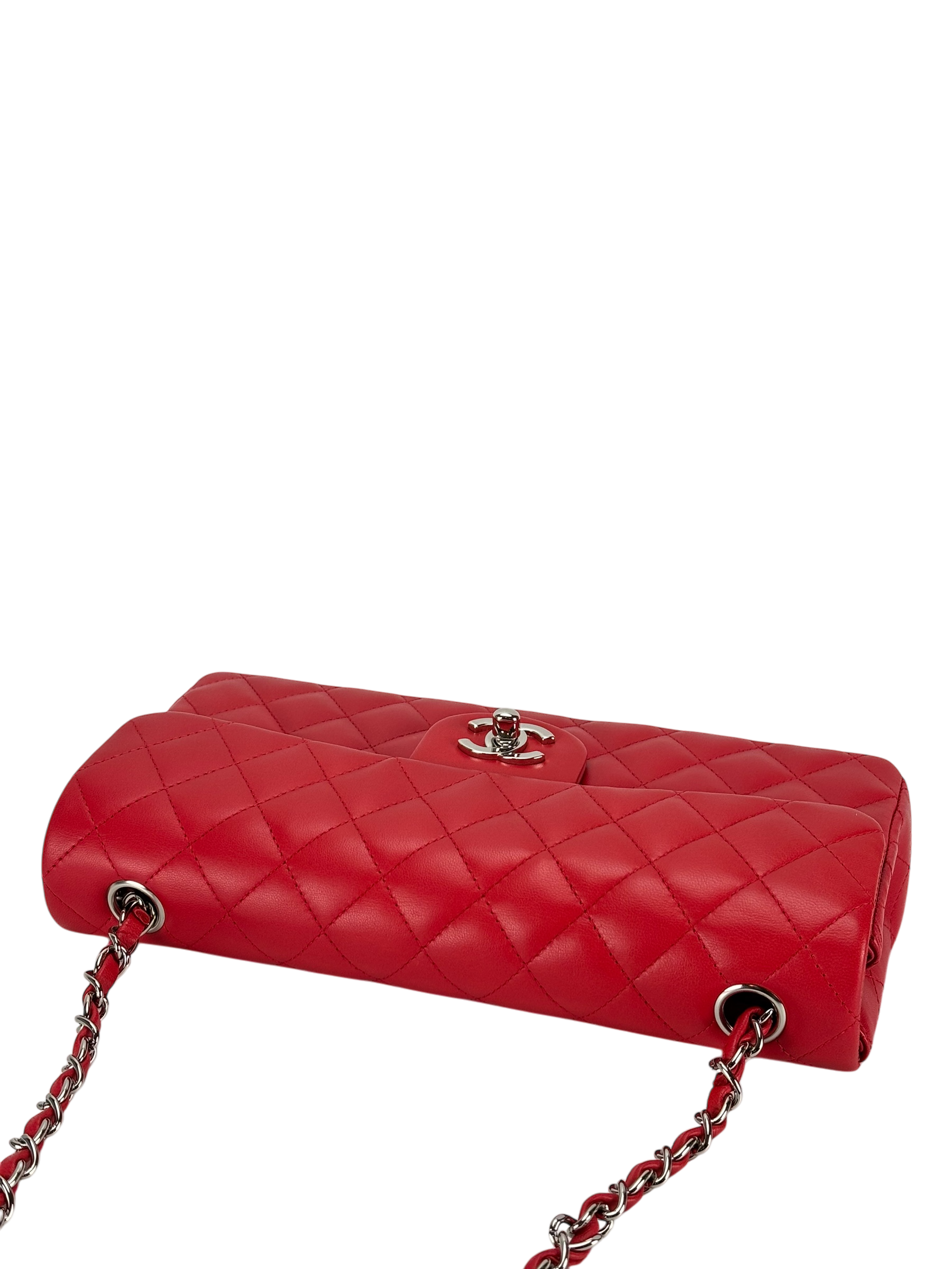CHANEL - Red Lambskin East West Shoulder Bag