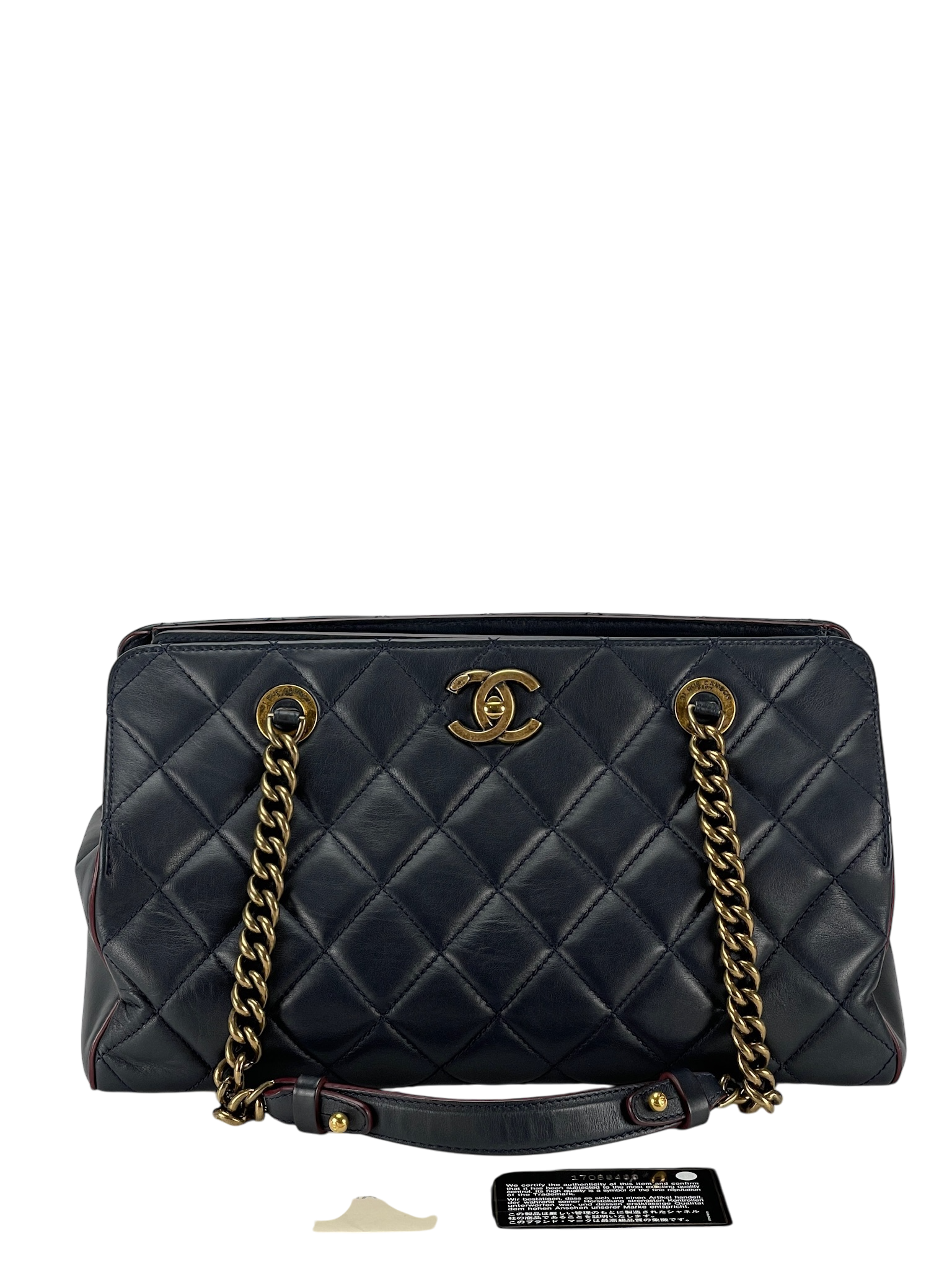 CHANEL - Dark Blue Lambskin  CC Crown Tote