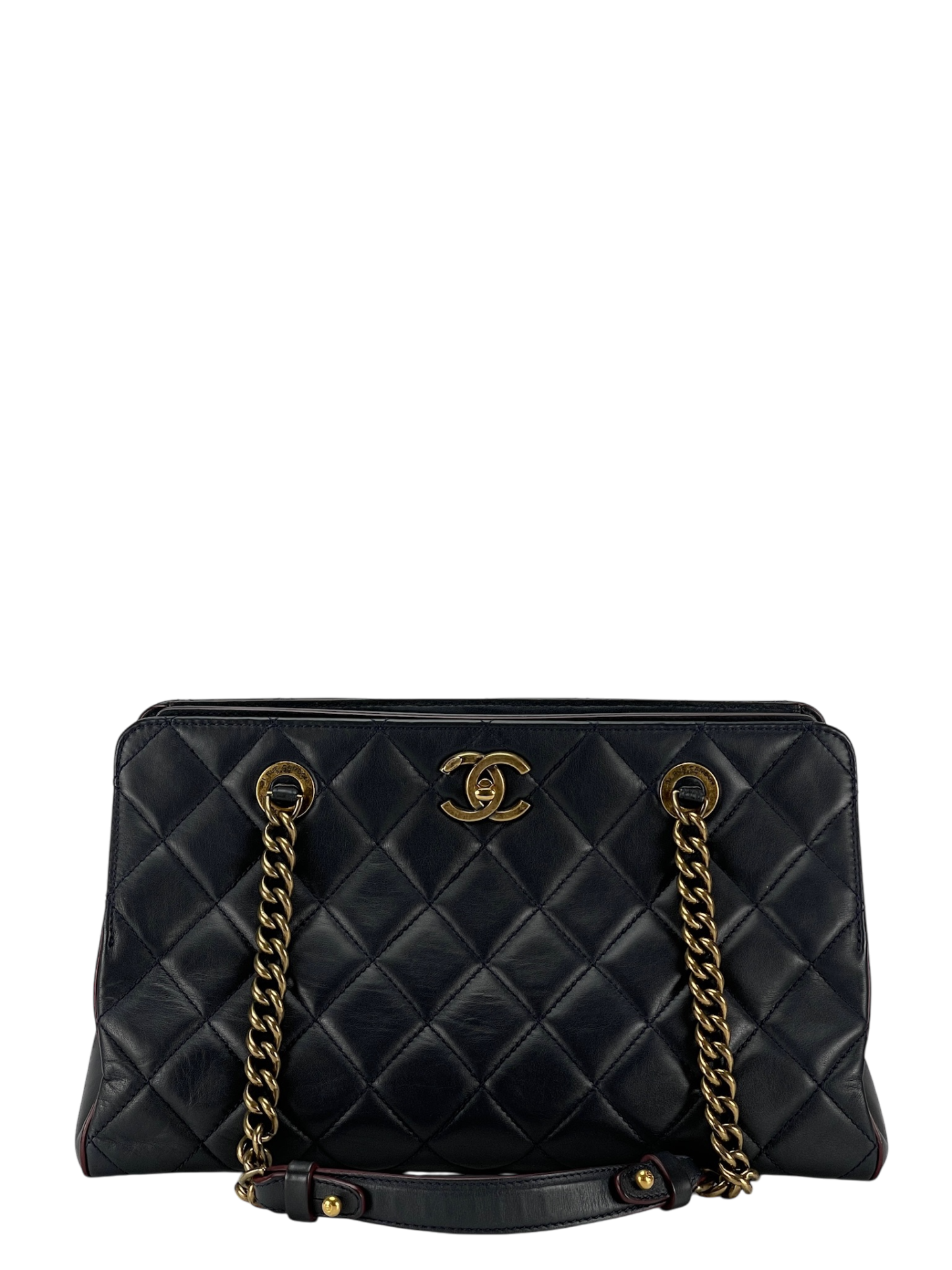 CHANEL - Dark Blue Lambskin CC Crown Tote