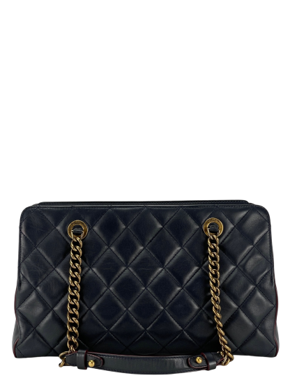 CHANEL - Dark Blue Lambskin  CC Crown Tote