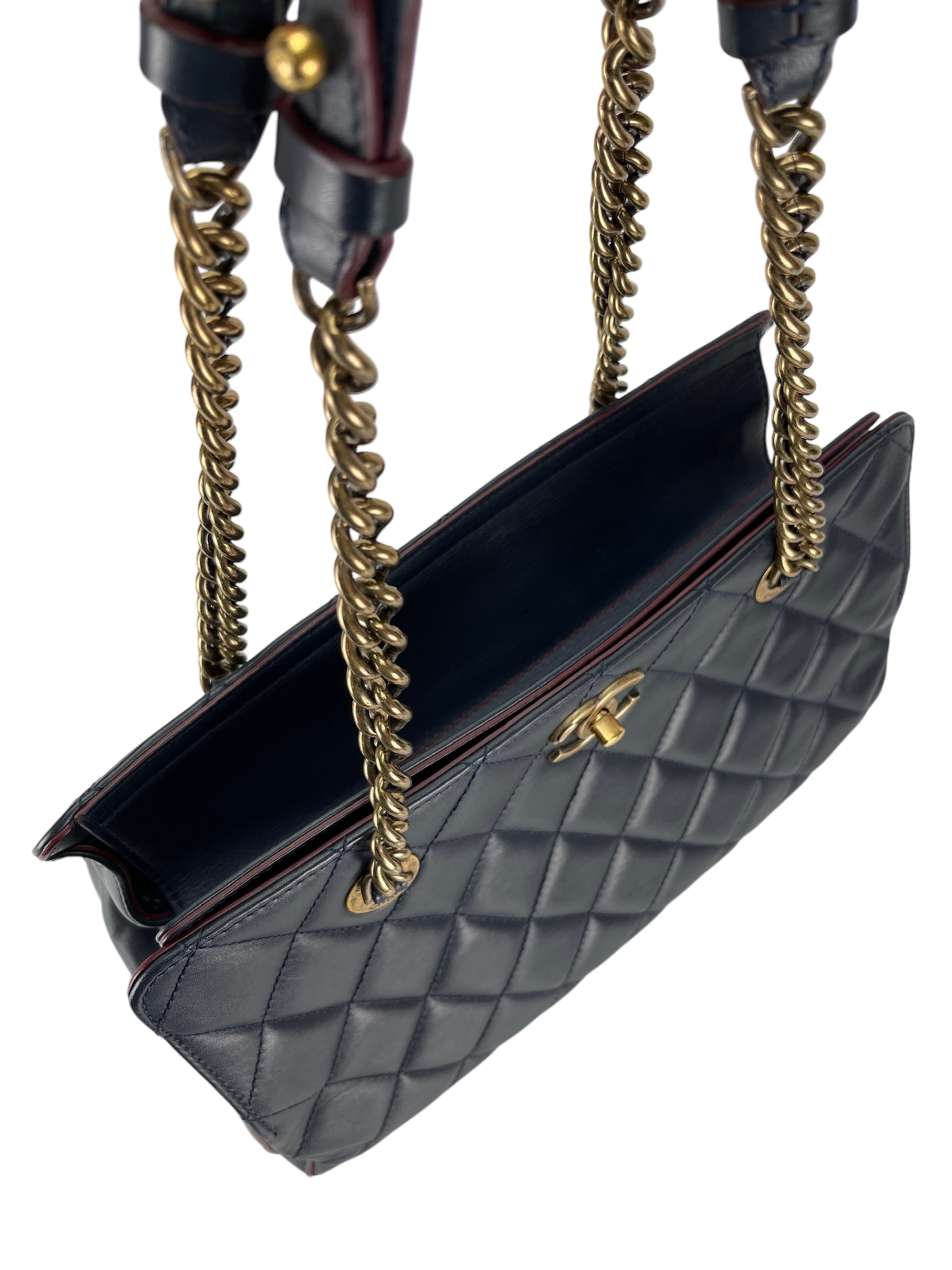 CHANEL - Dark Blue Lambskin CC Crown Tote