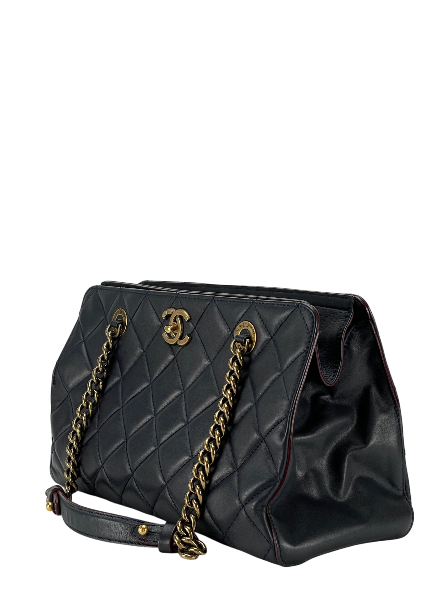 CHANEL - Dark Blue Lambskin CC Crown Tote