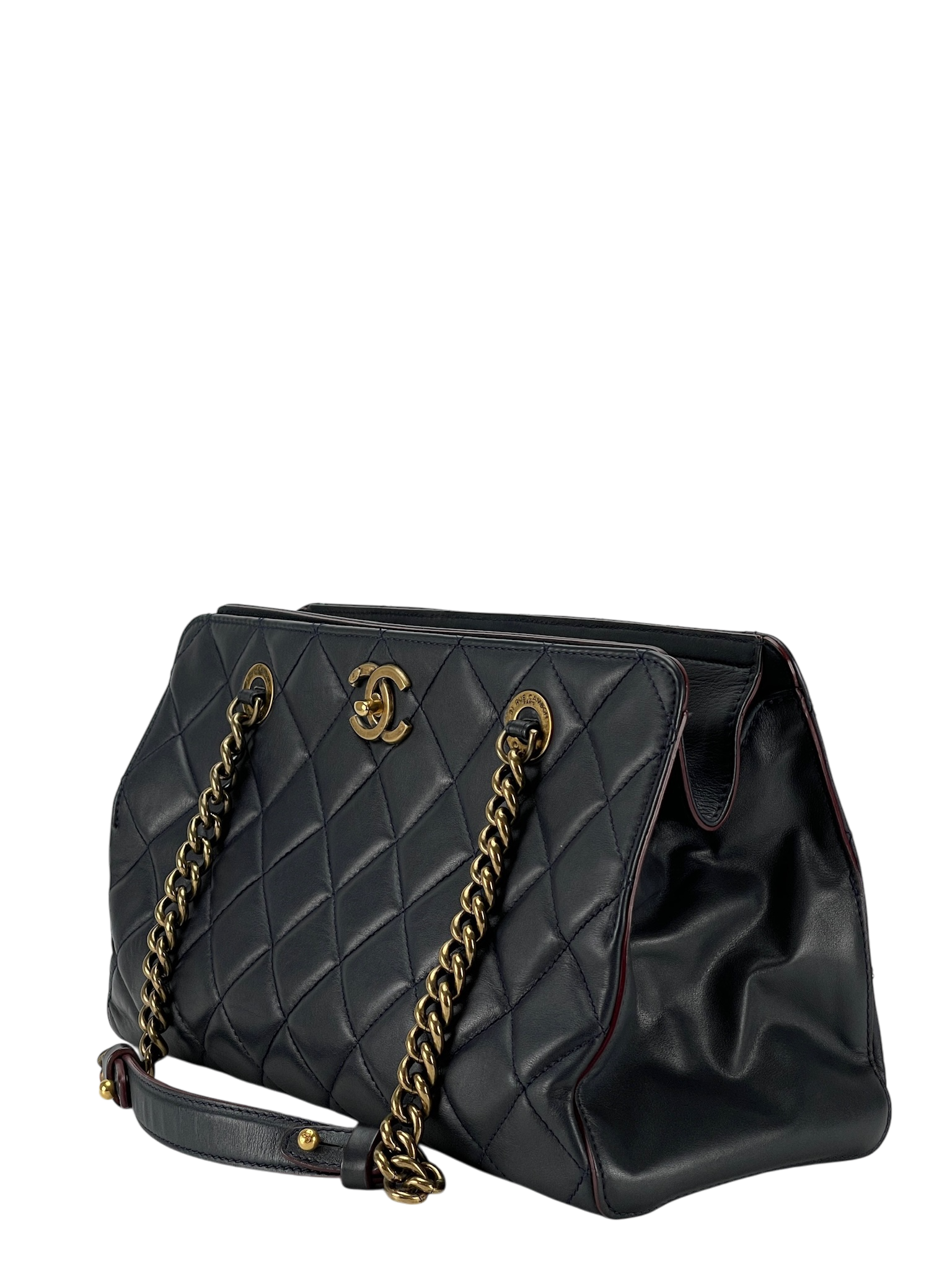 CHANEL - Dark Blue Lambskin CC Crown Tote