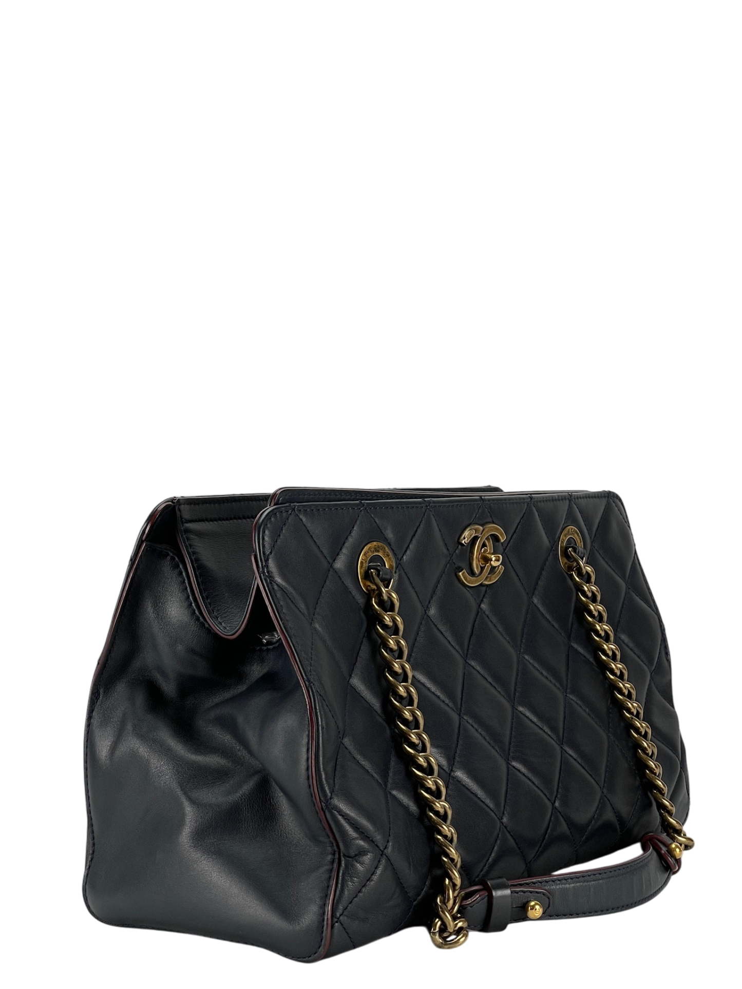 CHANEL - Dark Blue Lambskin CC Crown Tote