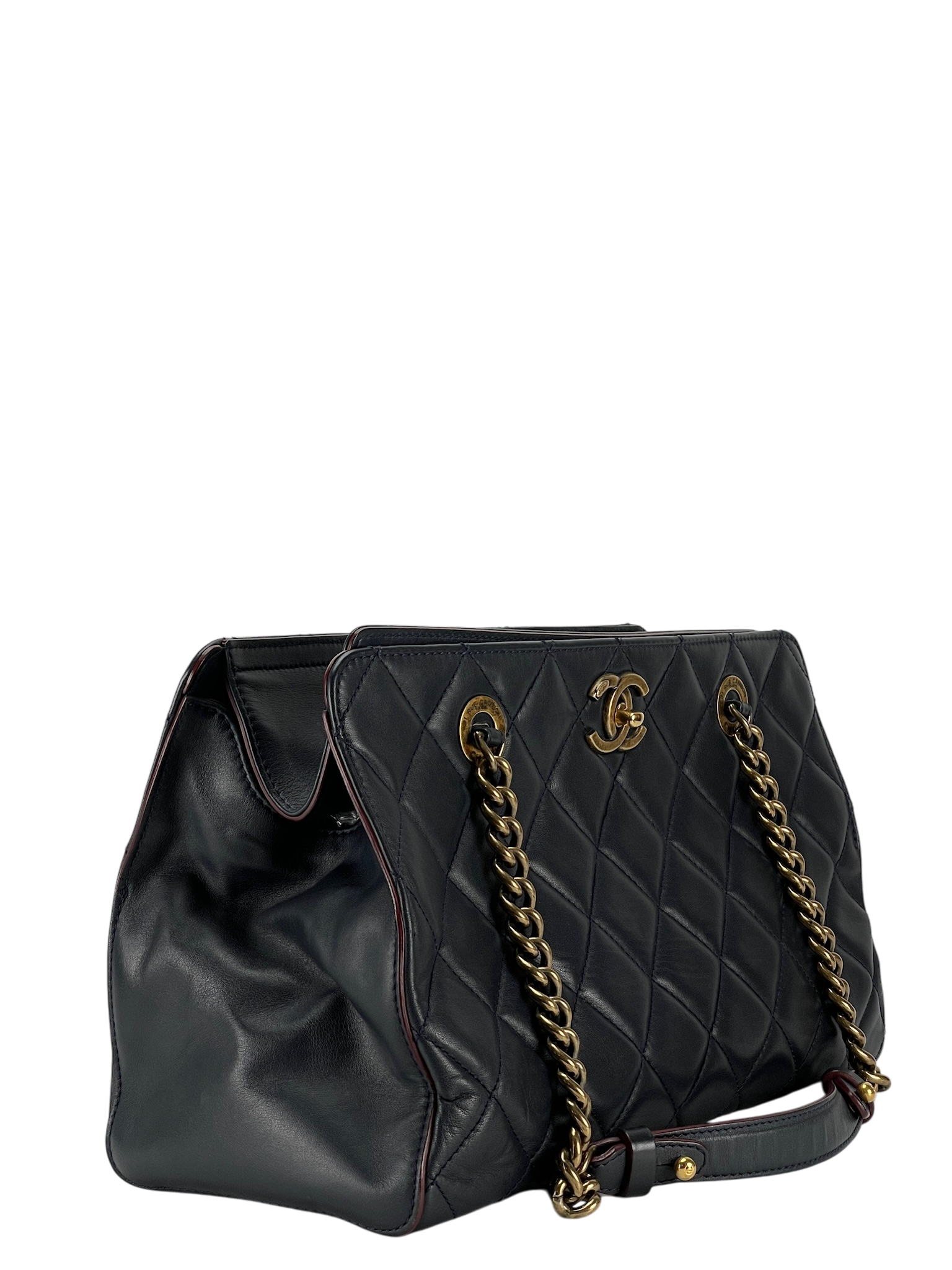 CHANEL - Dark Blue Lambskin CC Crown Tote