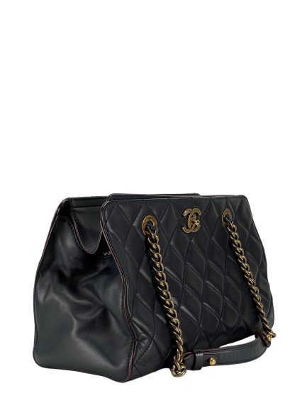 CHANEL - Dark Blue Lambskin  CC Crown Tote