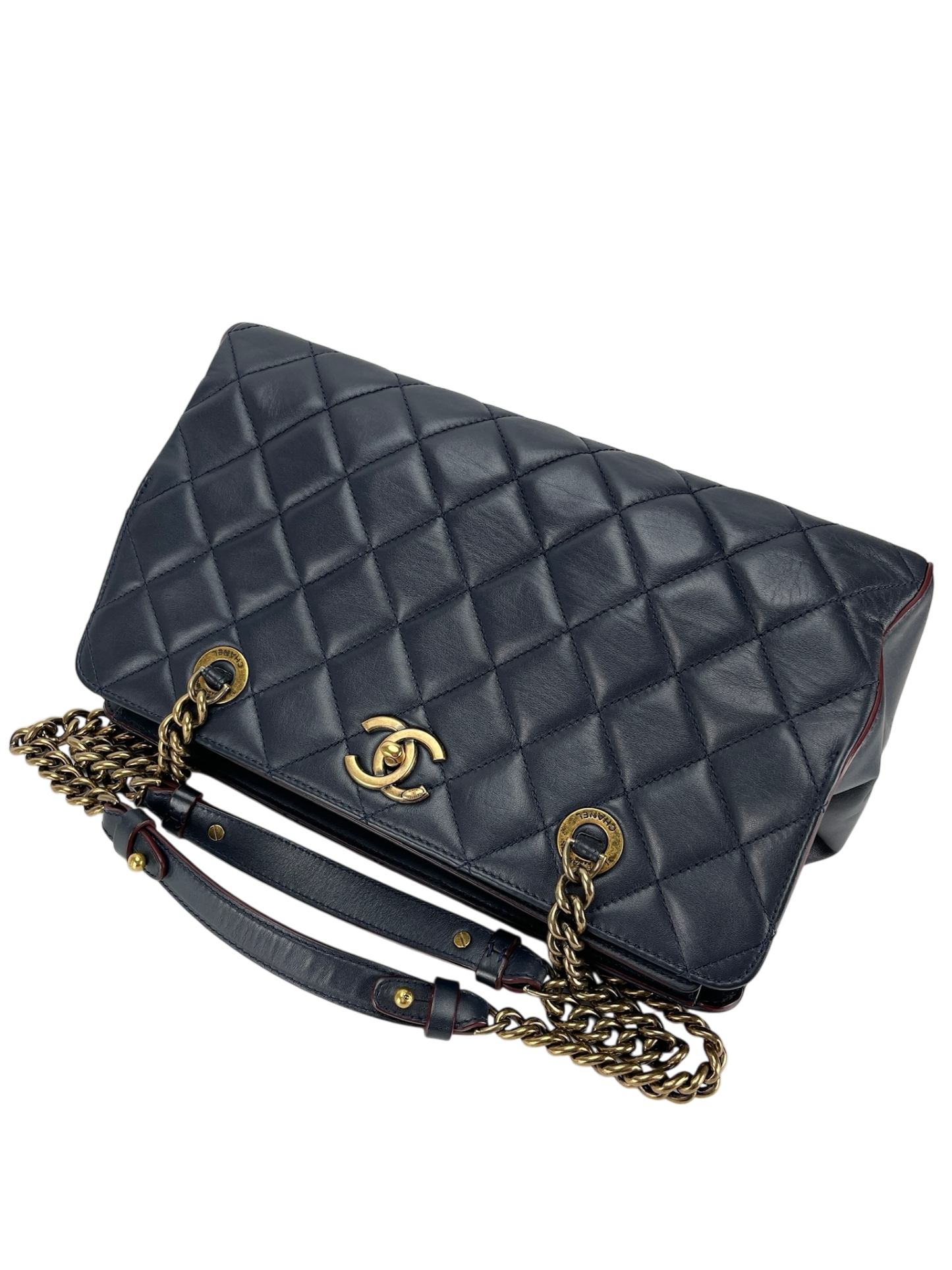 CHANEL - Dark Blue Lambskin CC Crown Tote
