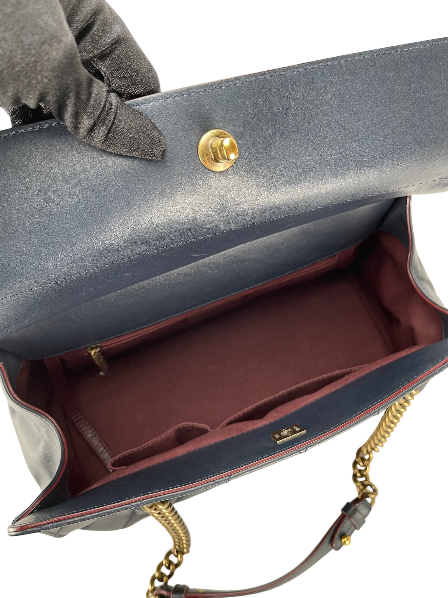 CHANEL - Dark Blue Lambskin CC Crown Tote
