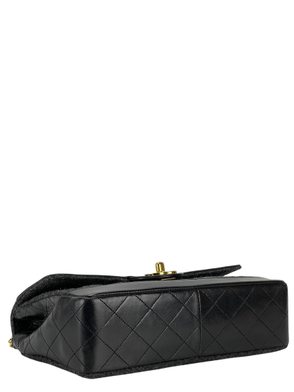 CHANEL -  Grey Black Lambskin Grey Felt Classic Flap Bag