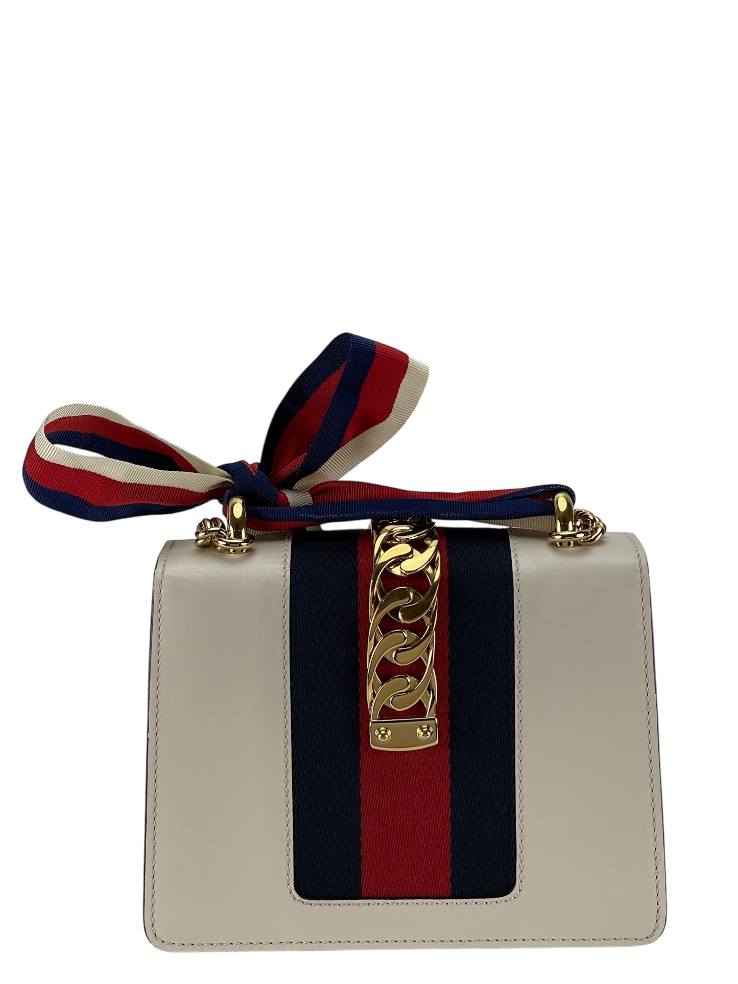 GUCCI - White Calfskin Mini Chain Sylvie Leather Bag