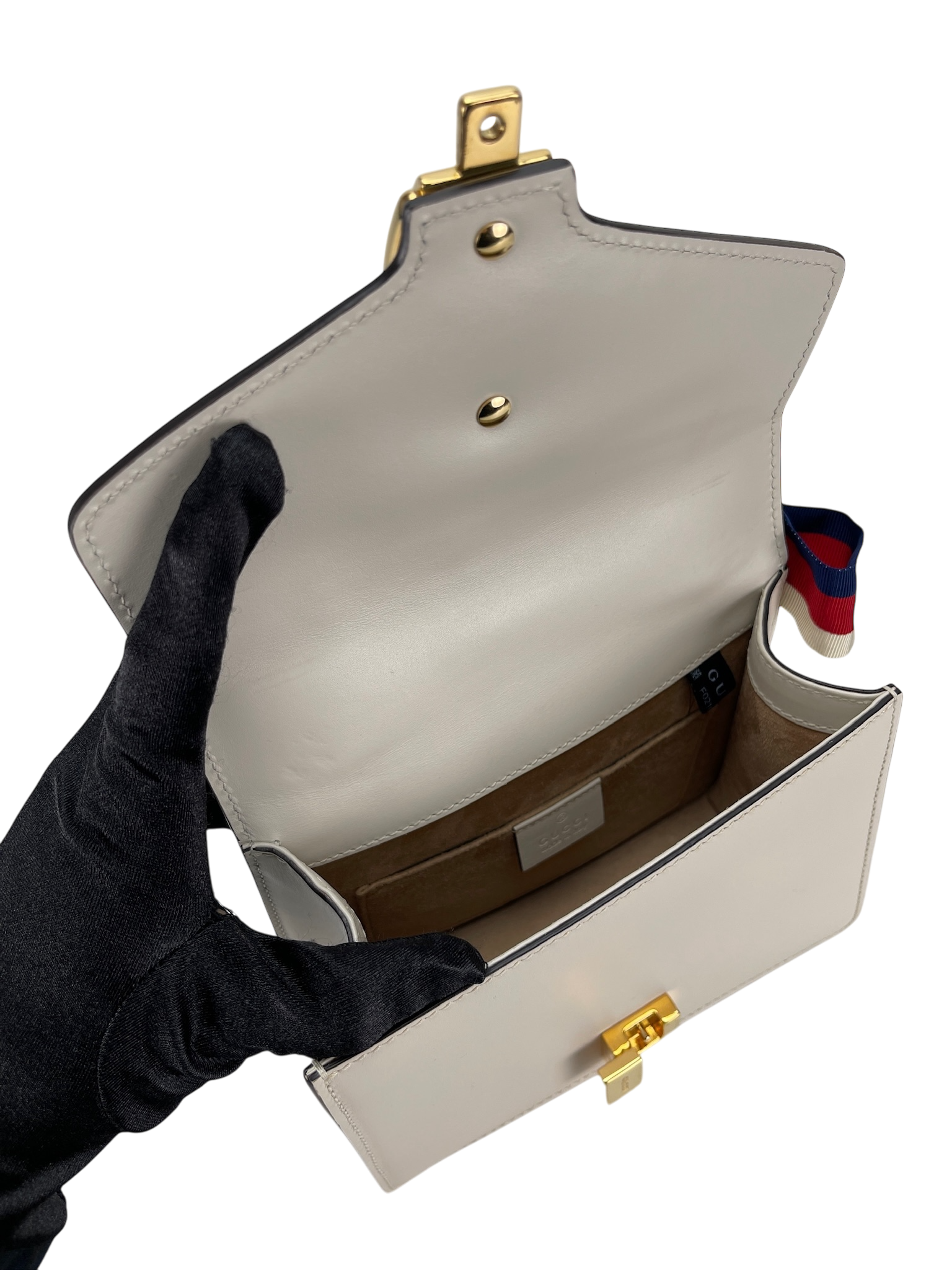 GUCCI - White Calfskin Mini Chain Sylvie Leather Bag