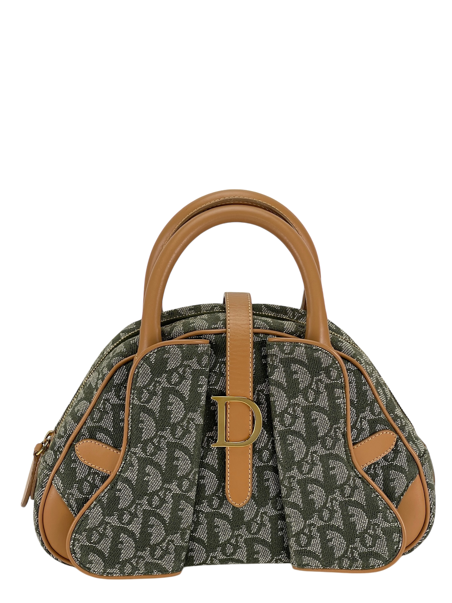 CHRISTIAN DIOR - Green Canvas Diorisimo Saddle Mini Bowler Bag