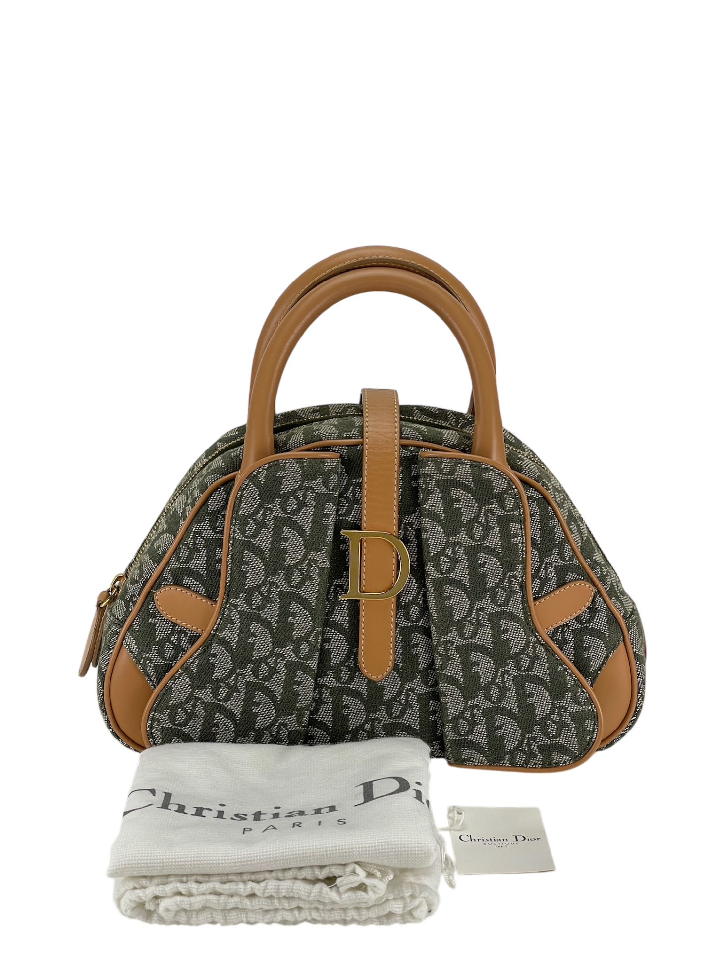 CHRISTIAN DIOR - Green Canvas Diorisimo Saddle Mini Bowler Bag