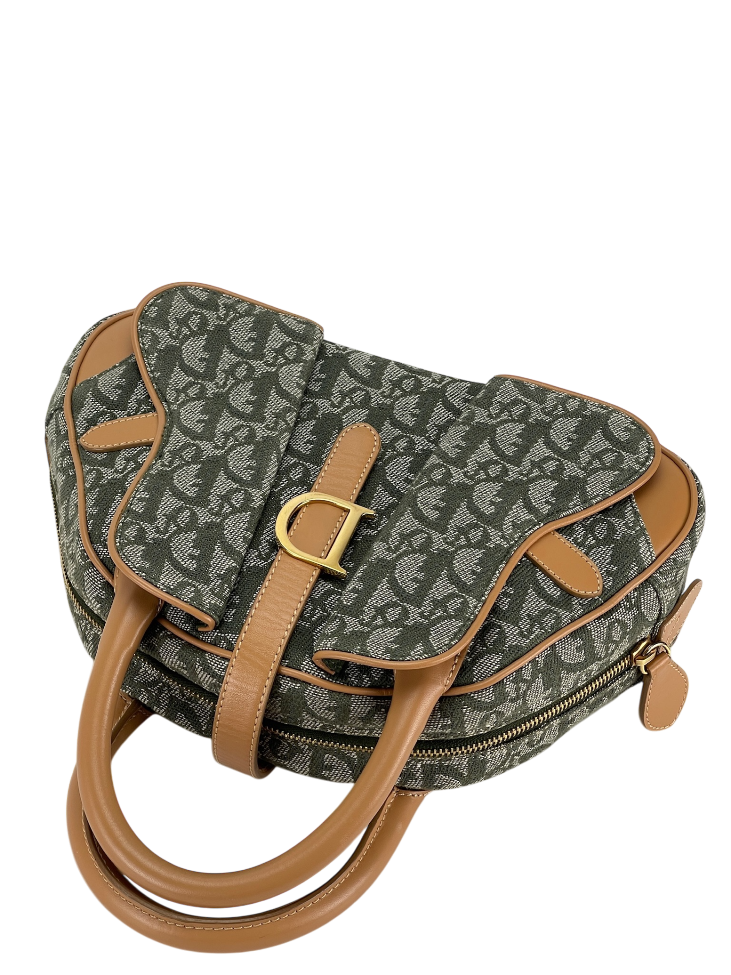 CHRISTIAN DIOR - Green Canvas Diorisimo Saddle Mini Bowler Bag