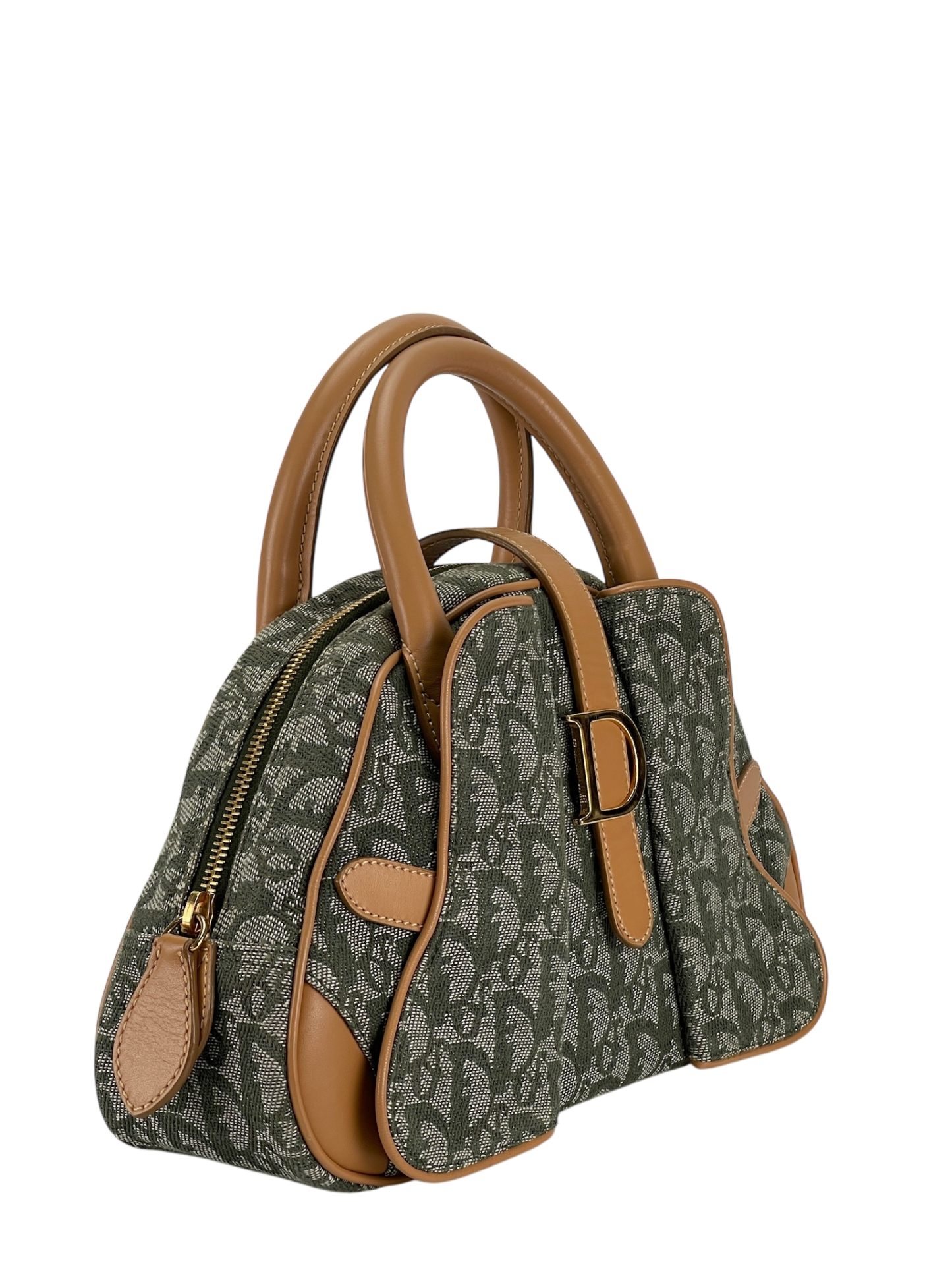 CHRISTIAN DIOR - Green Canvas Diorisimo Saddle Mini Bowler Bag