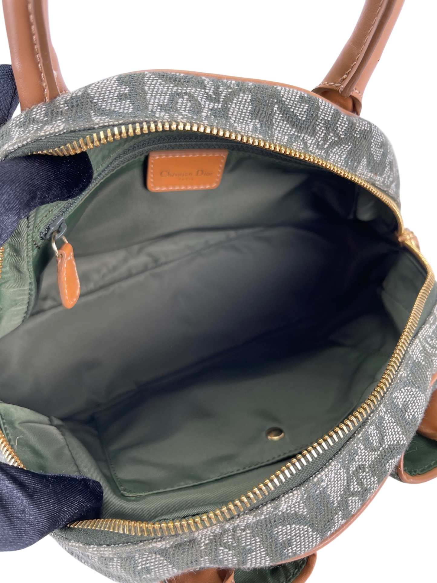 CHRISTIAN DIOR - Green Canvas Diorisimo Saddle Mini Bowler Bag