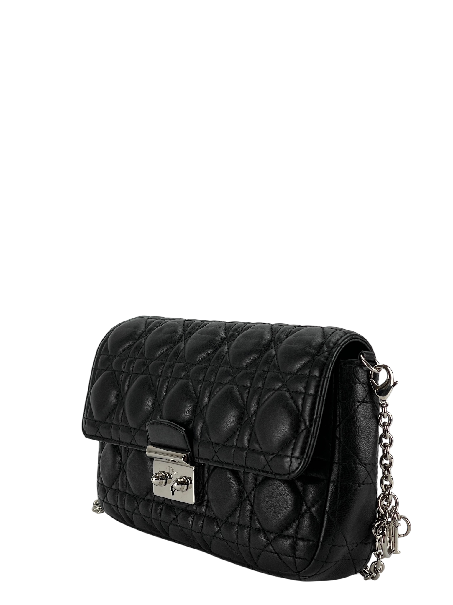 CHRISTIAN DIOR - Black Lambskin Miss Dior Wallet On Chain Dior Shoulder Bag