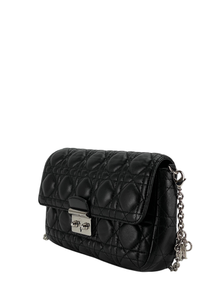 CHRISTIAN DIOR - Black Lambskin Miss Dior Wallet On Chain Dior Shoulder Bag