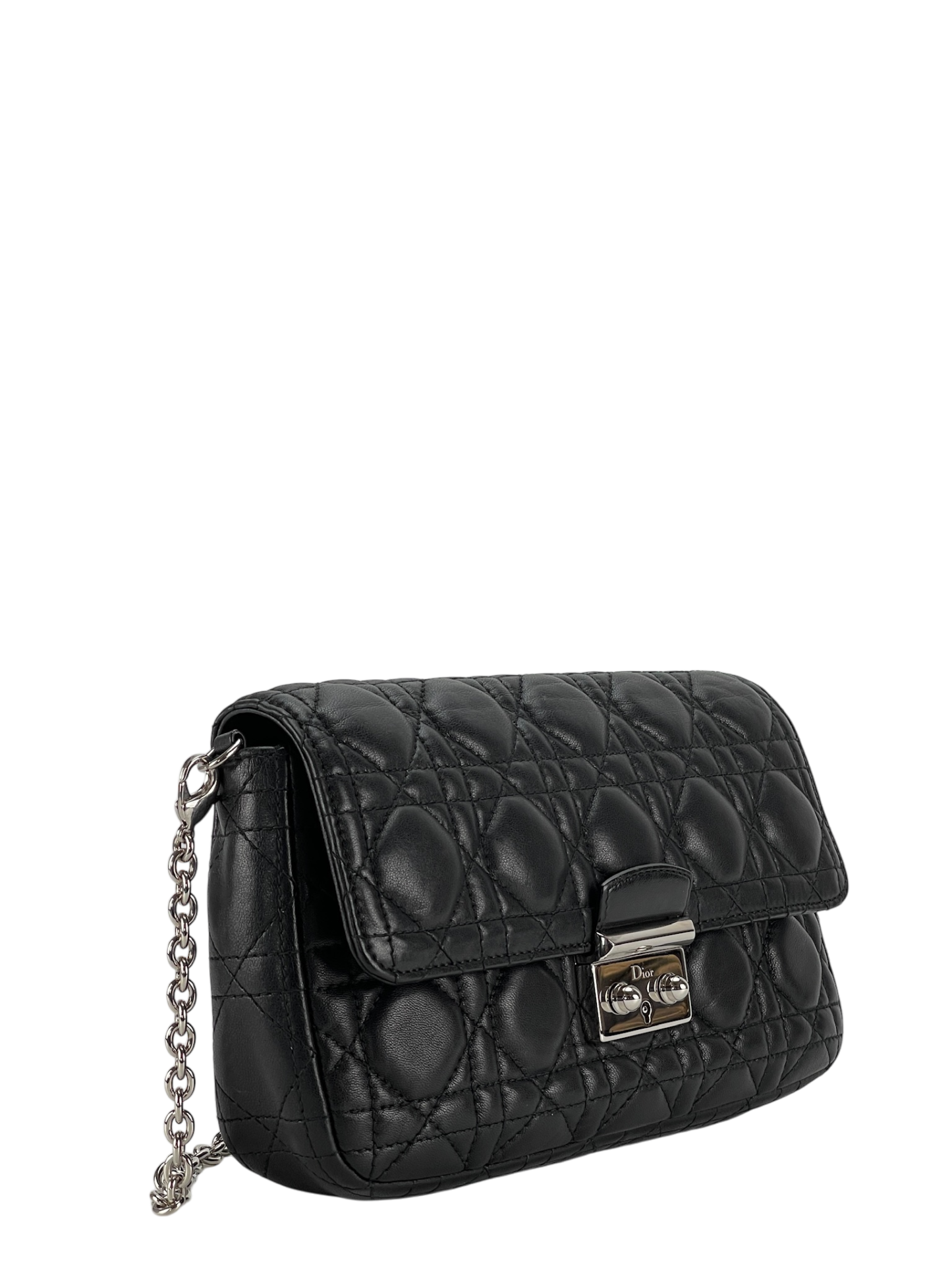 CHRISTIAN DIOR - Black Lambskin Miss Dior Wallet On Chain Dior Shoulder Bag