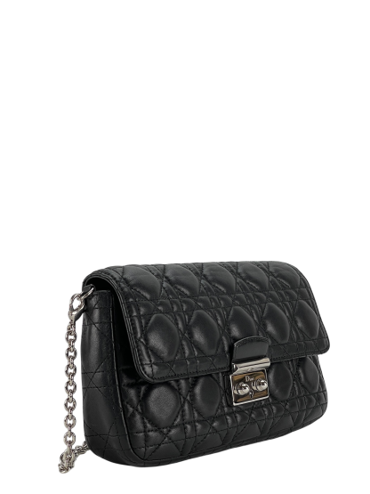 CHRISTIAN DIOR - Black Lambskin Miss Dior Wallet On Chain Dior Shoulder Bag