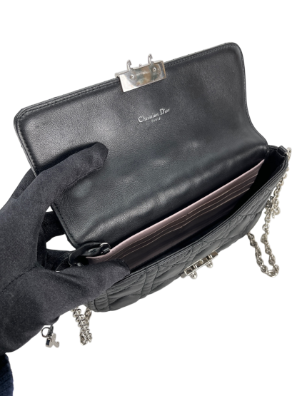 CHRISTIAN DIOR - Black Lambskin Miss Dior Wallet On Chain Dior Shoulder Bag