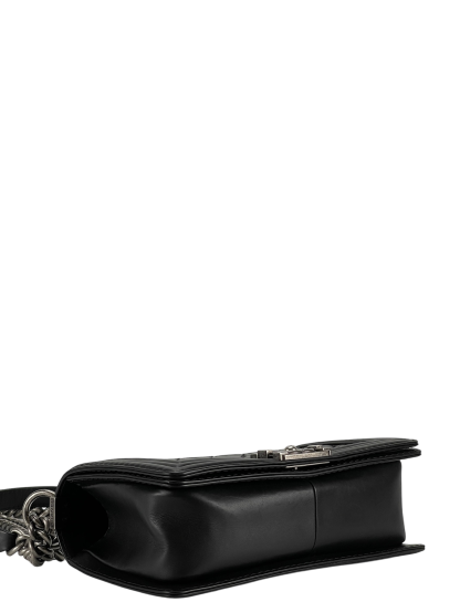 CHANEL -  Black Lambskin ChainShoulder Boy Flap Bag