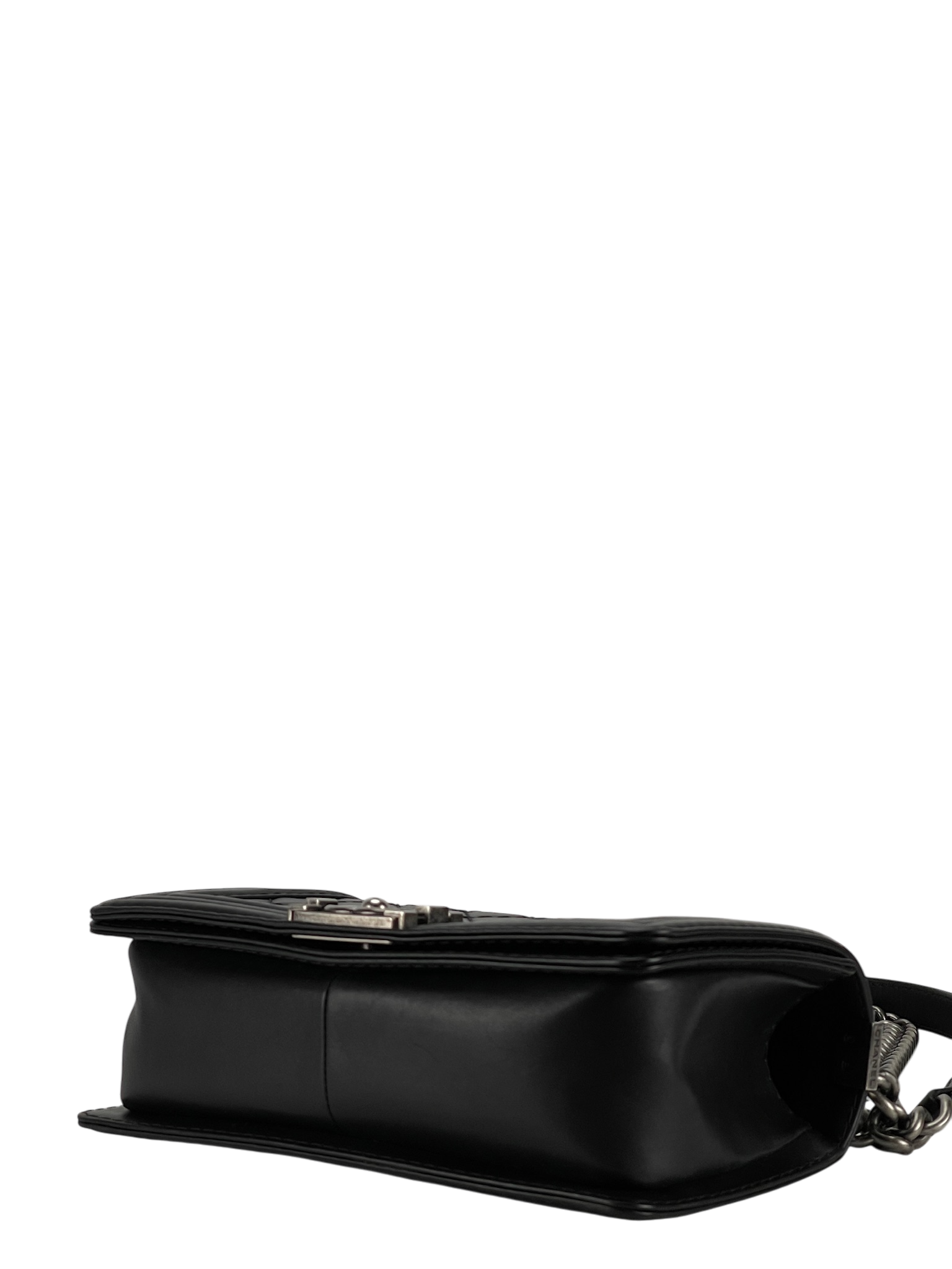 CHANEL -  Black Lambskin ChainShoulder Boy Flap Bag