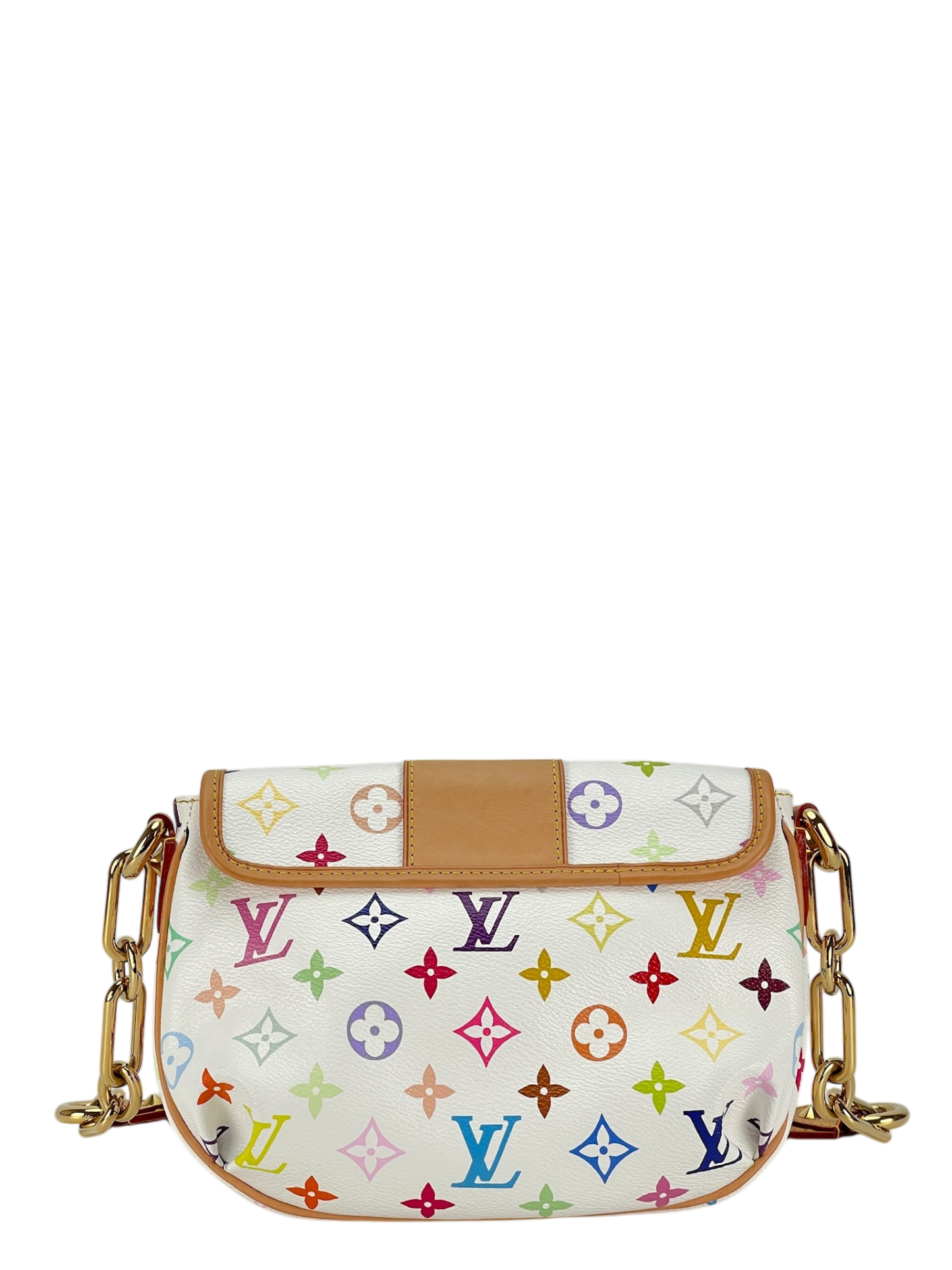 LOUIS VUITTON - White Canvas Monogram Multicolor Patti Chain Handbag