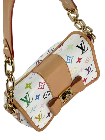 LOUIS VUITTON - White Canvas Monogram Multicolor Patti Chain Handbag