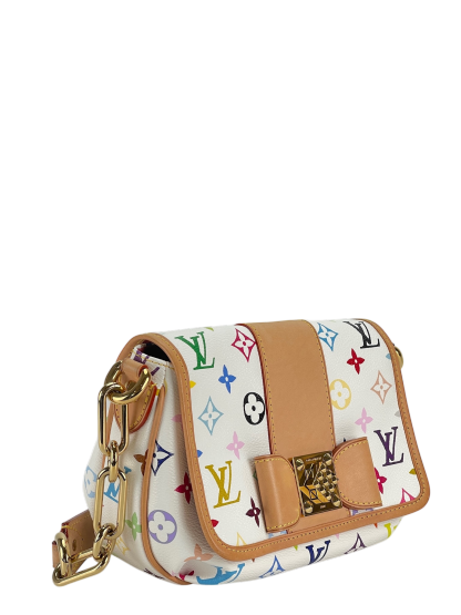 LOUIS VUITTON - White Canvas Monogram Multicolor Patti Chain Handbag