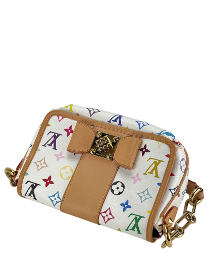 LOUIS VUITTON - White Canvas Monogram Multicolor Patti Chain Handbag